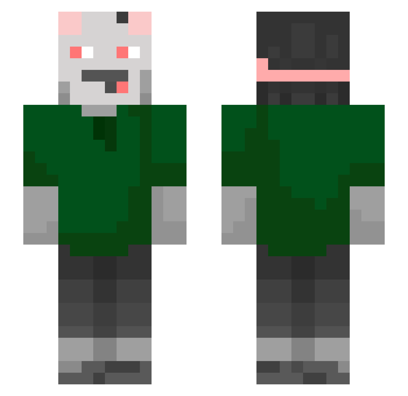 Swurlix Minecraft skin, front and back view