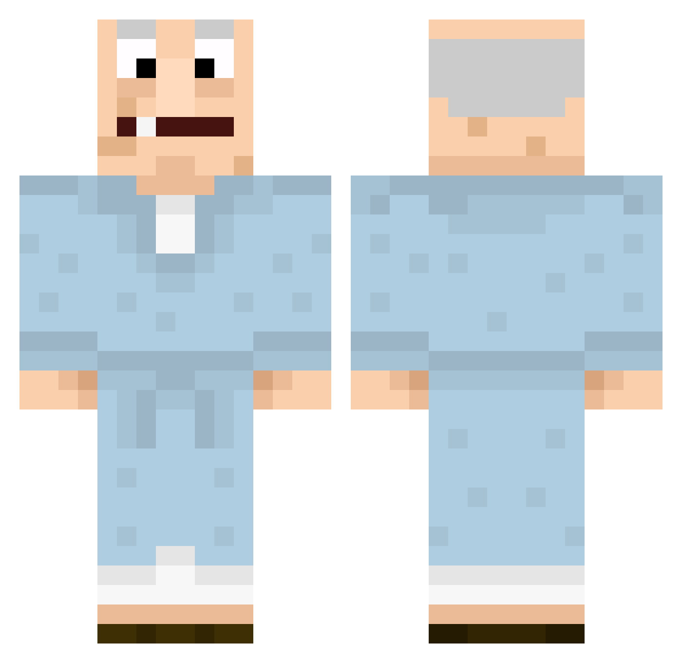 Zurfs Minecraft skin, front and back view