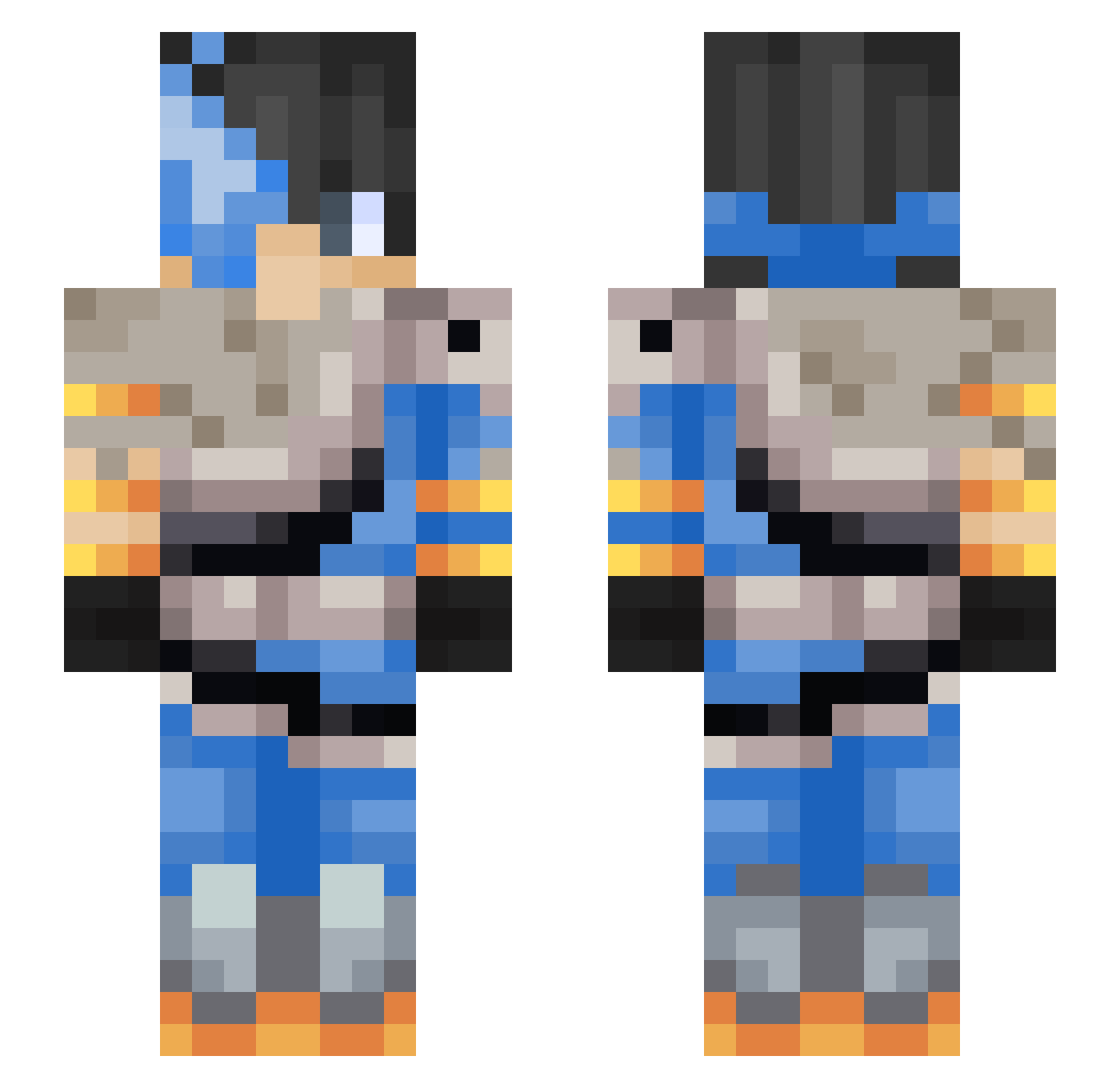 Migztery Minecraft skin, front and back view