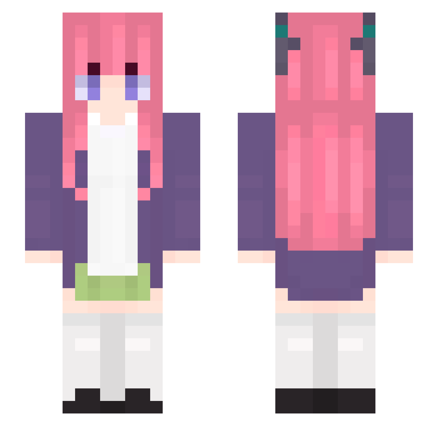 Wolverbunny Minecraft skin, front and back view