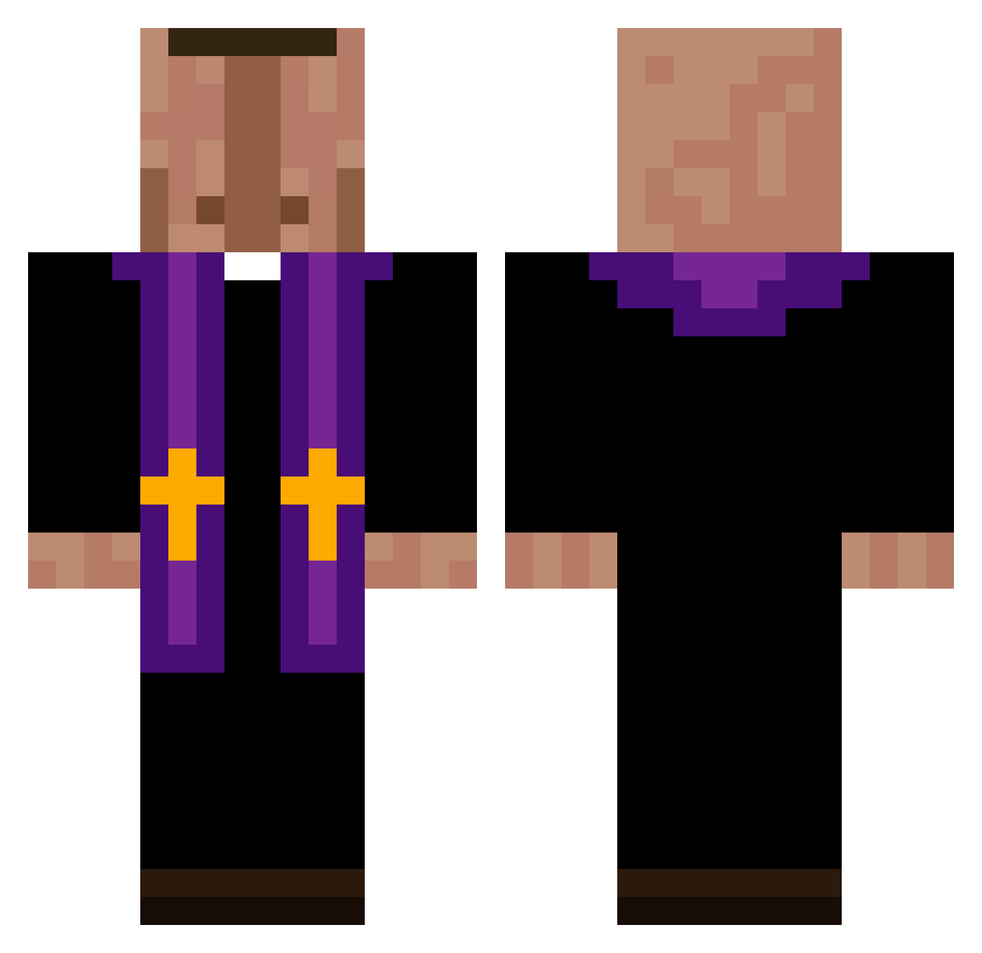 Wal1ter Minecraft skin, front and back view