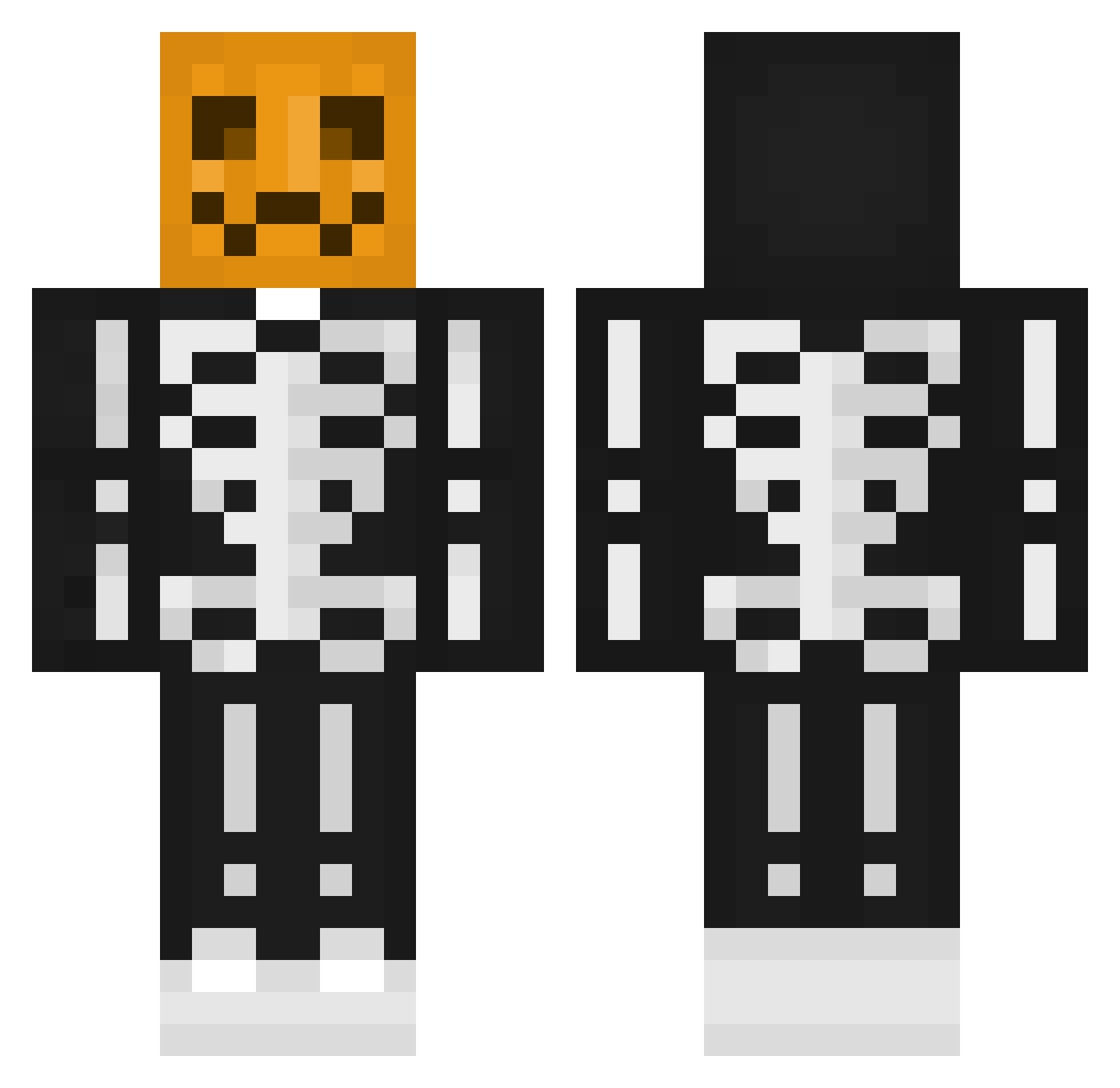 Joeldemort Minecraft skin, front and back view