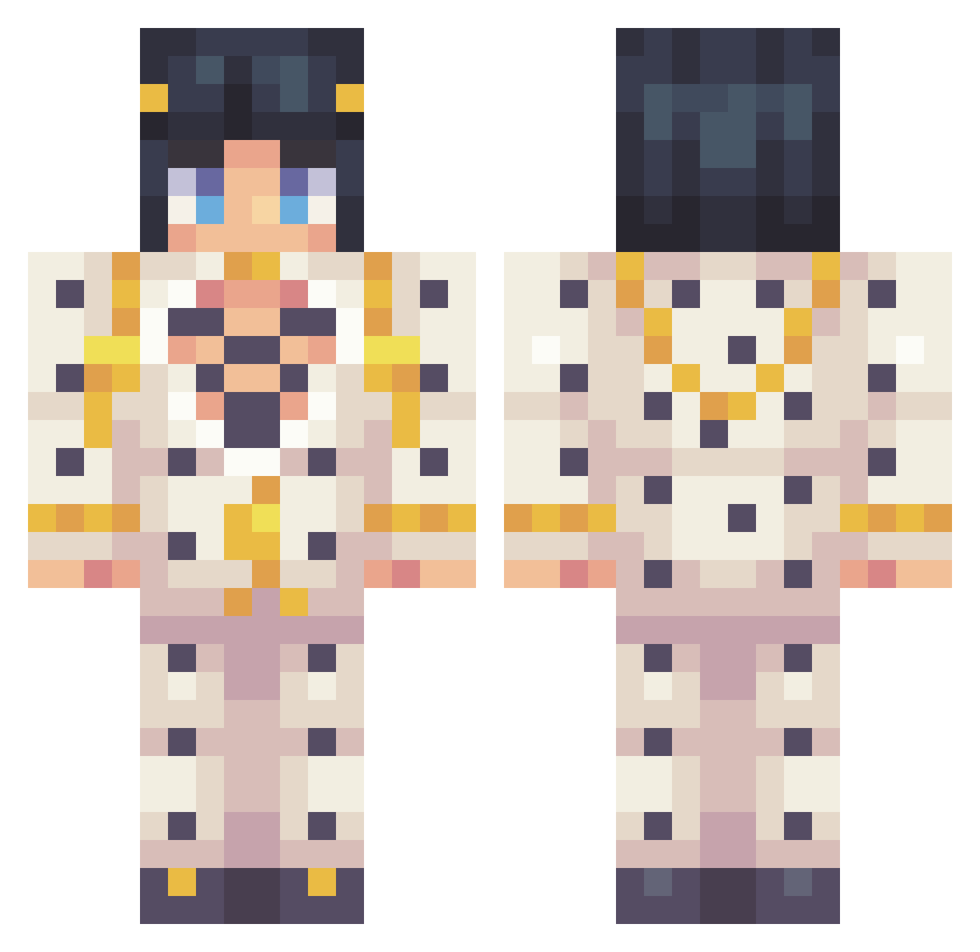 Koyaas Minecraft skin, front and back view