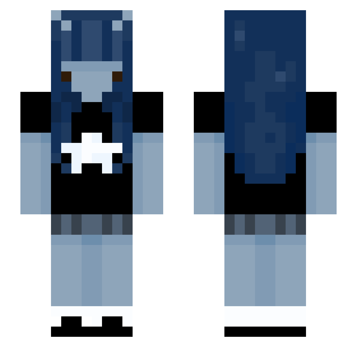 pluv1aa Minecraft skin, front and back view