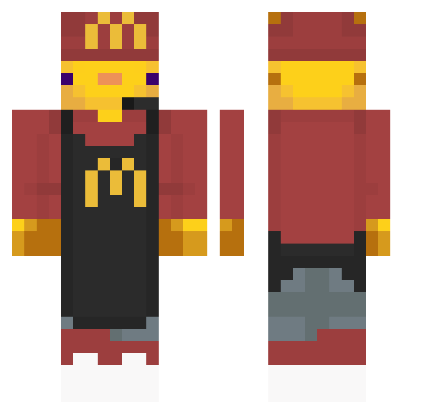 MaxFalke Minecraft skin, front and back view