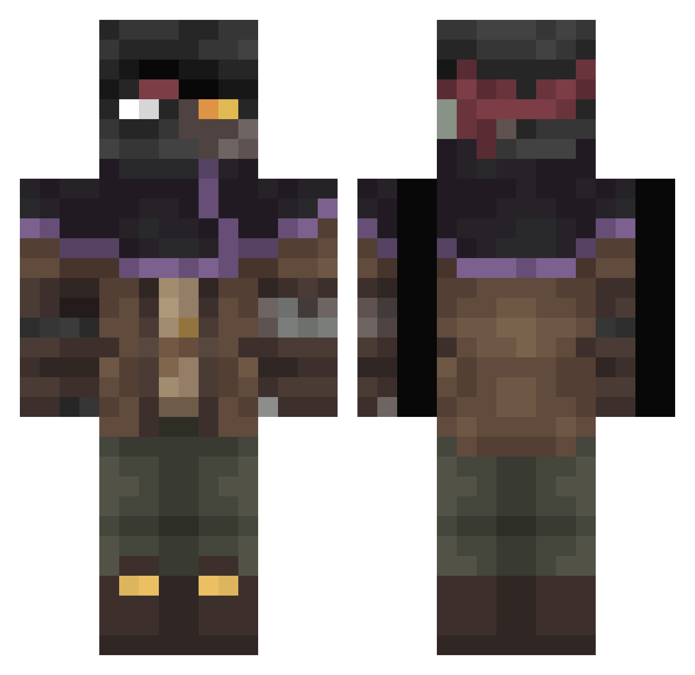 Anominality Minecraft skin, front and back view