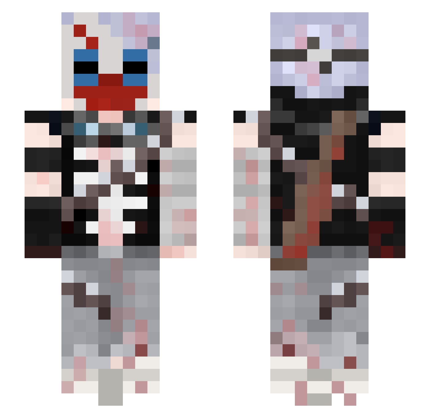 Pigeon6491 Minecraft skin, front and back view