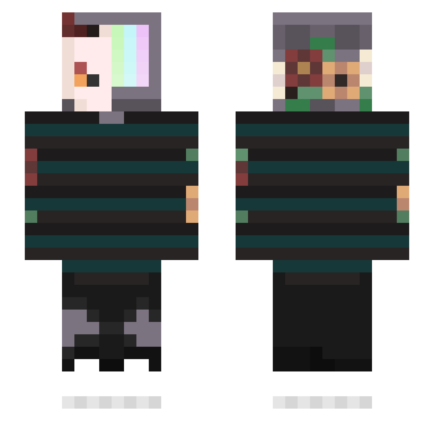 DimeBrii Minecraft skin, front and back view