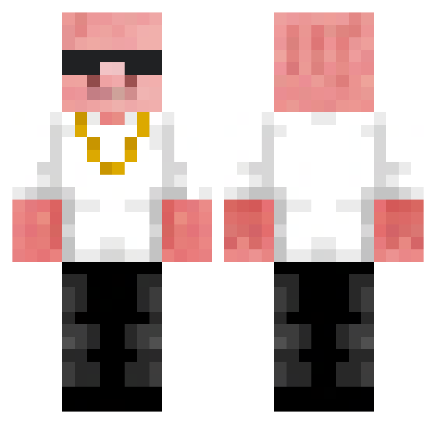 Veterokmm Minecraft skin, front and back view