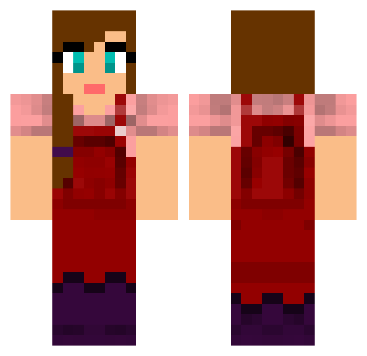 Vivie Minecraft skin, front and back view