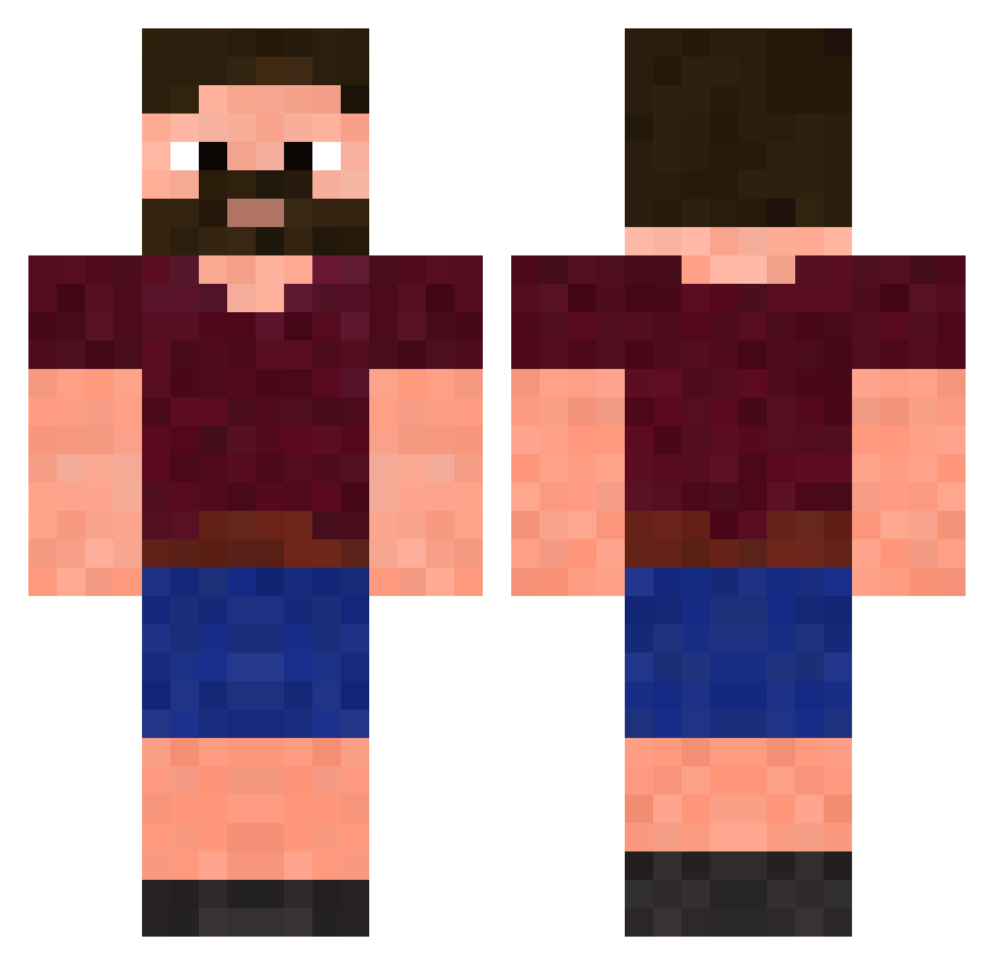 WalterCubix2 Minecraft skin, front and back view