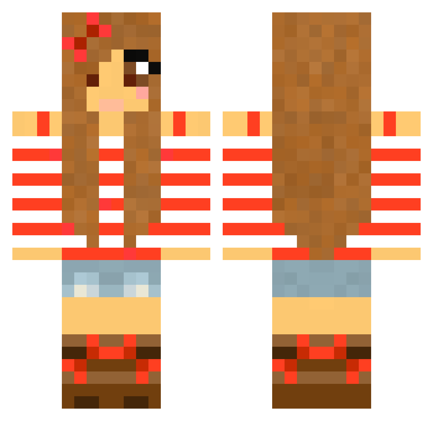 Experimentation Minecraft skin, front and back view