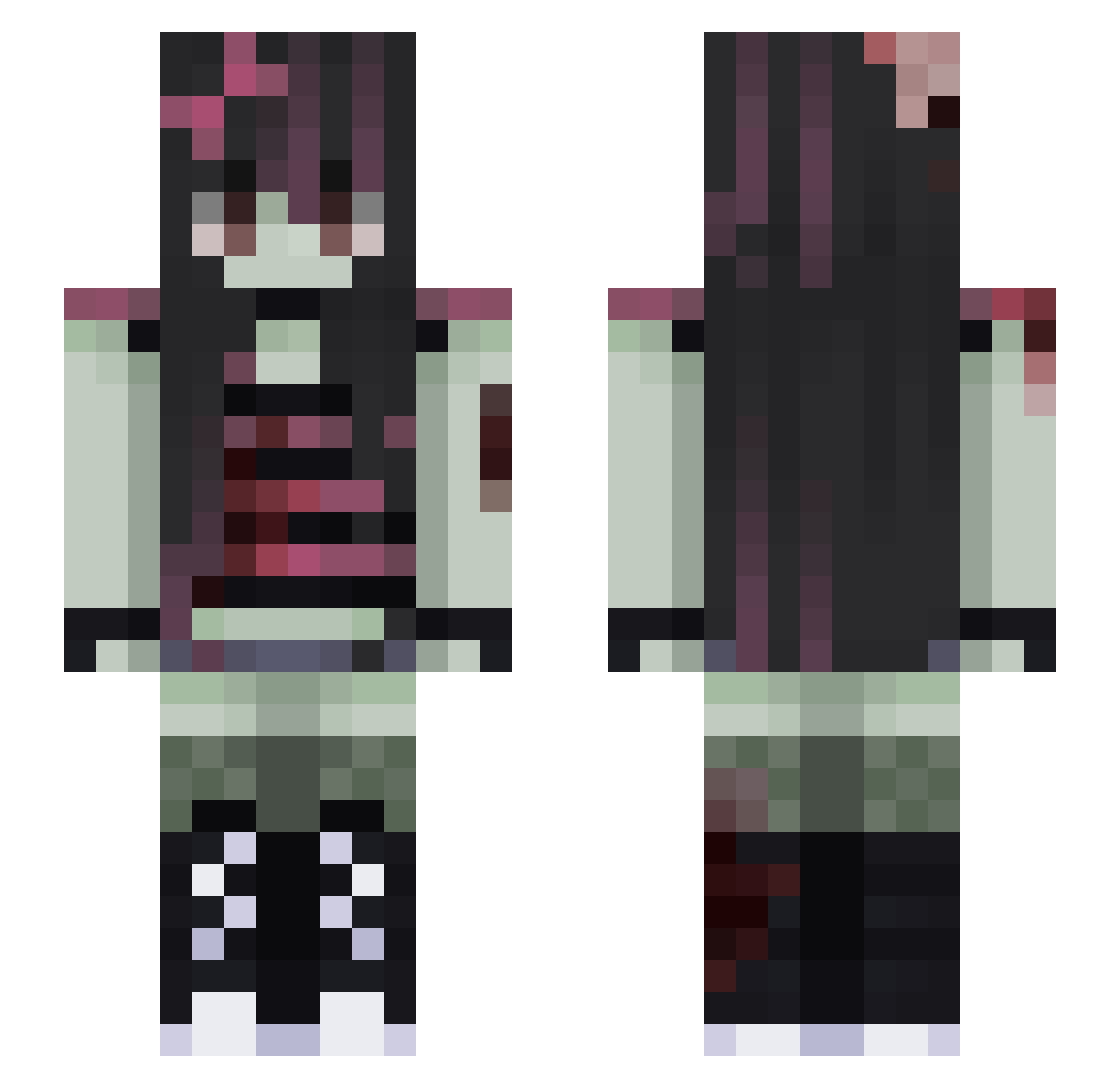 Superstitiously Minecraft skin, front and back view