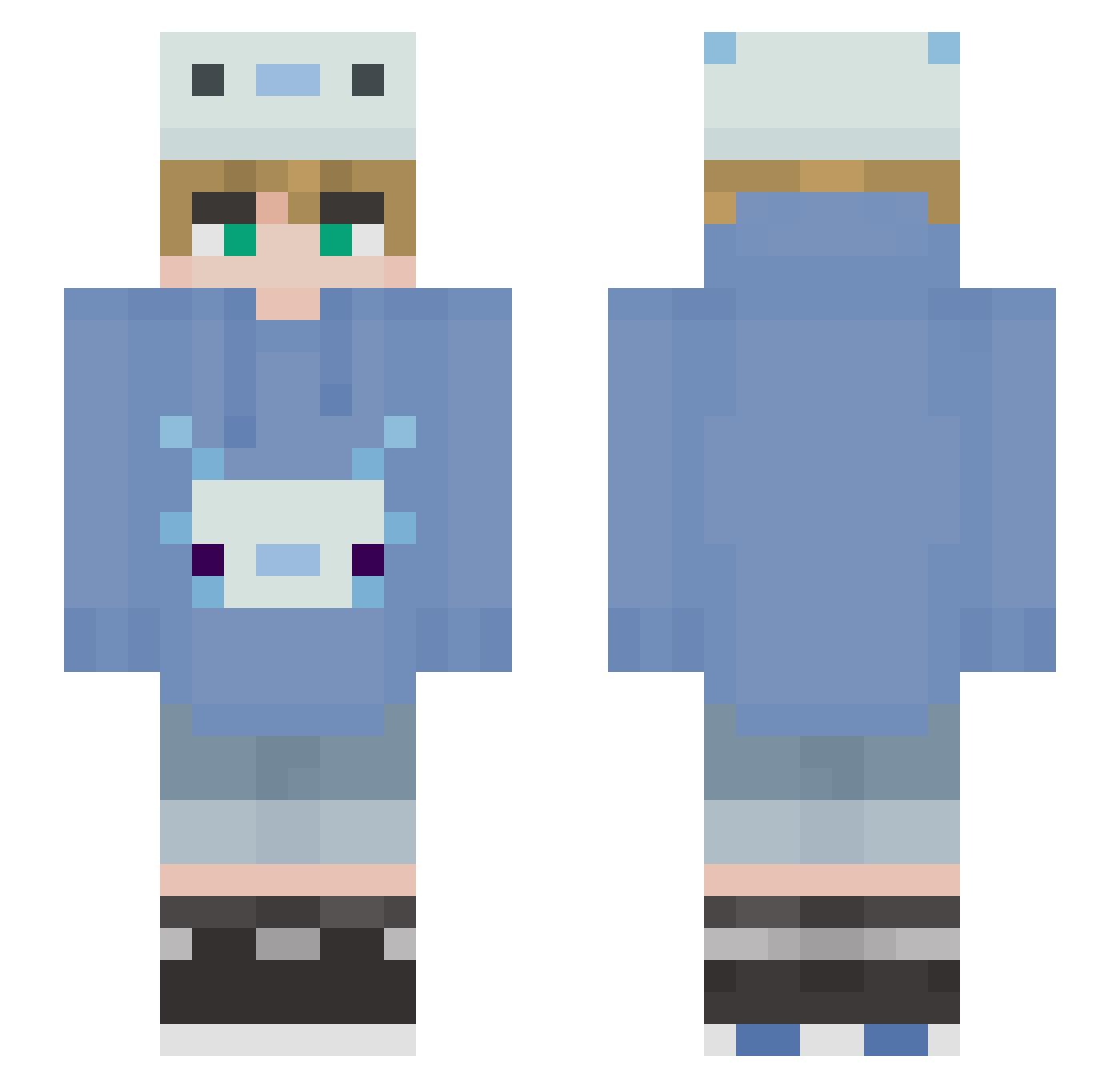 WarteBitte Minecraft skin, front and back view