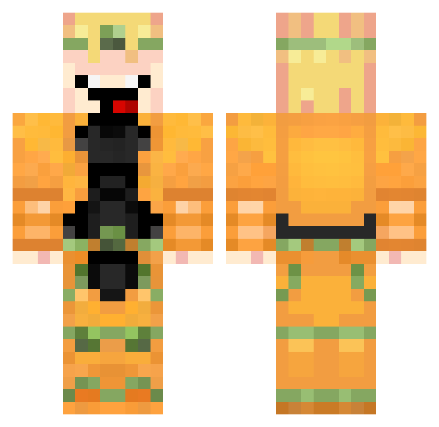 BenGoesFishing Minecraft skin, front and back view