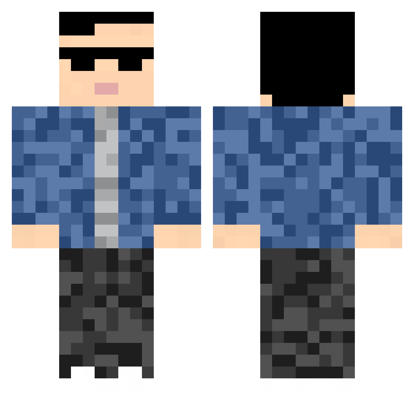 Plaiting Minecraft skin, front and back view