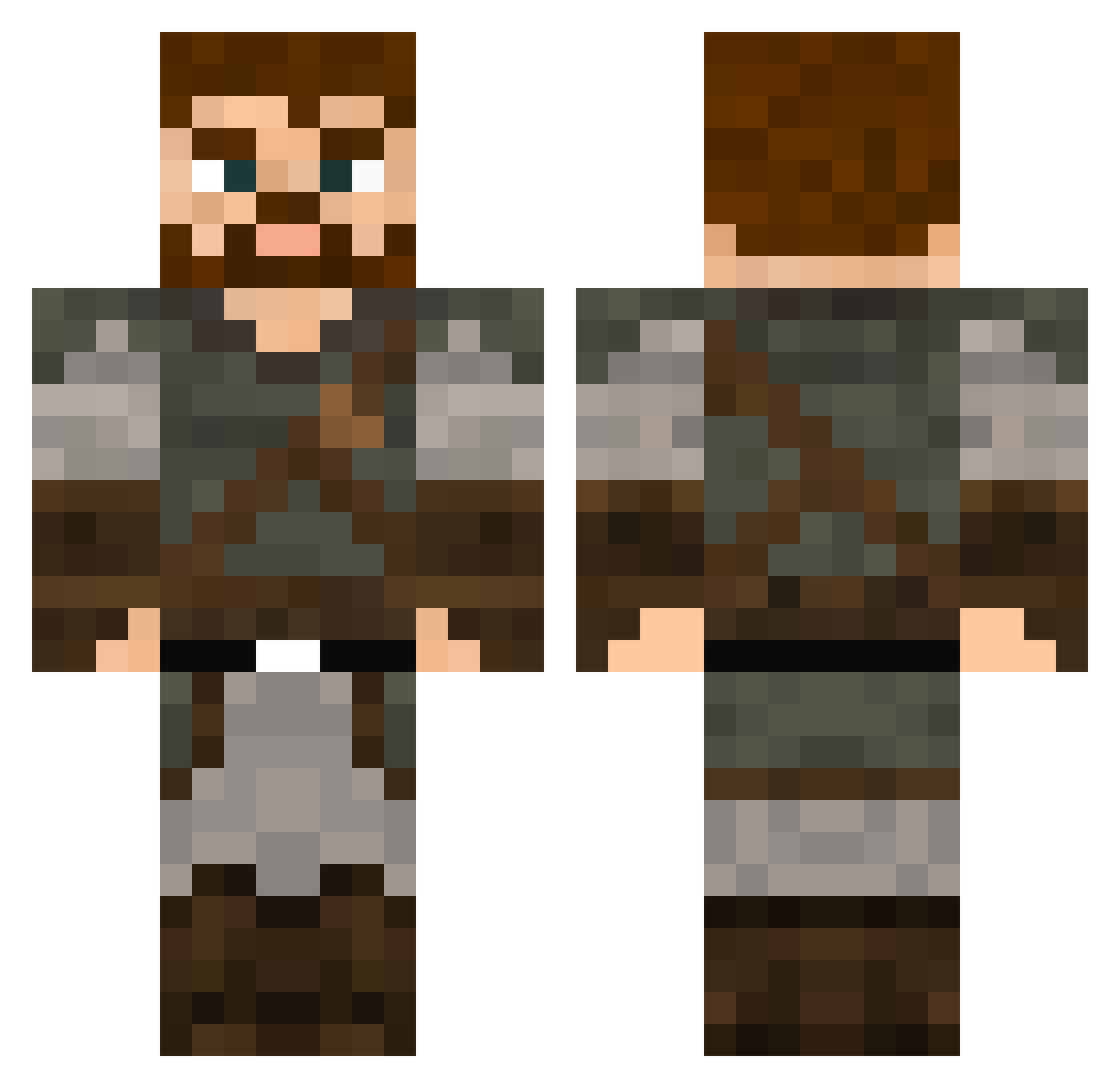 Enquirer Minecraft skin, front and back view