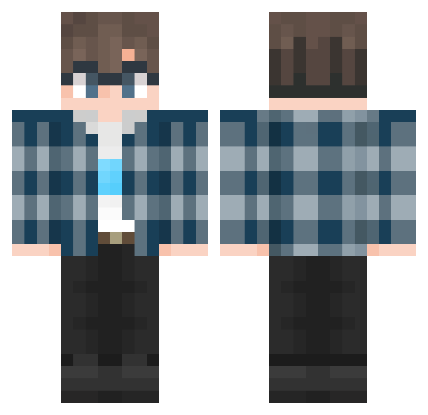 Sl33m Minecraft skin, front and back view