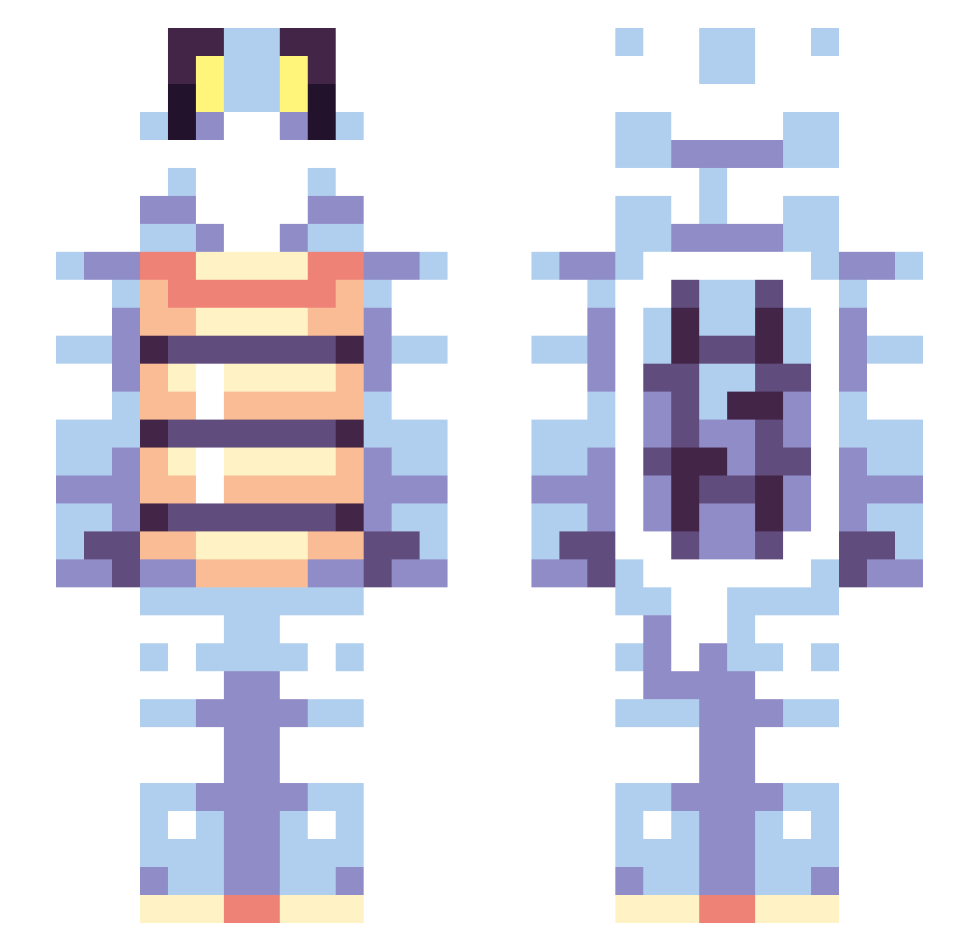 Inra82 Minecraft skin, front and back view