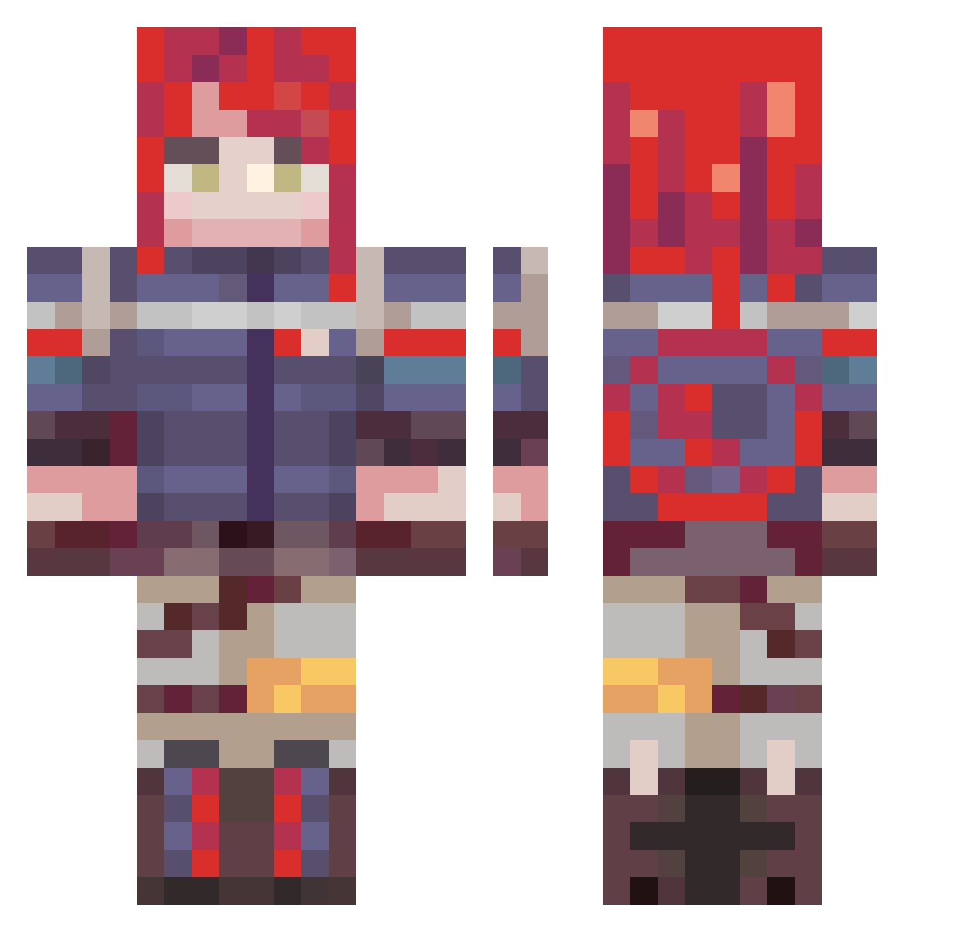 vandervelle Minecraft skin, front and back view