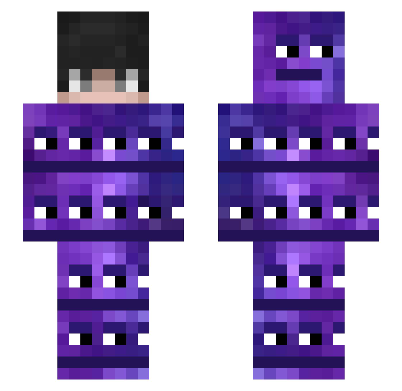xEinMalik Minecraft skin, front and back view