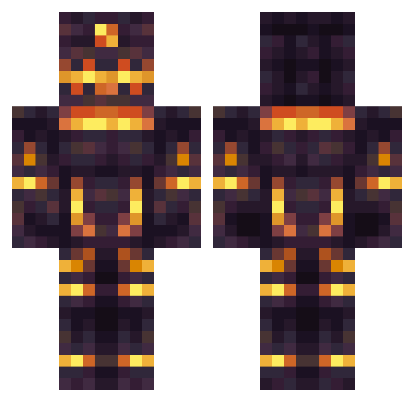 CaelanBrown Minecraft skin, front and back view