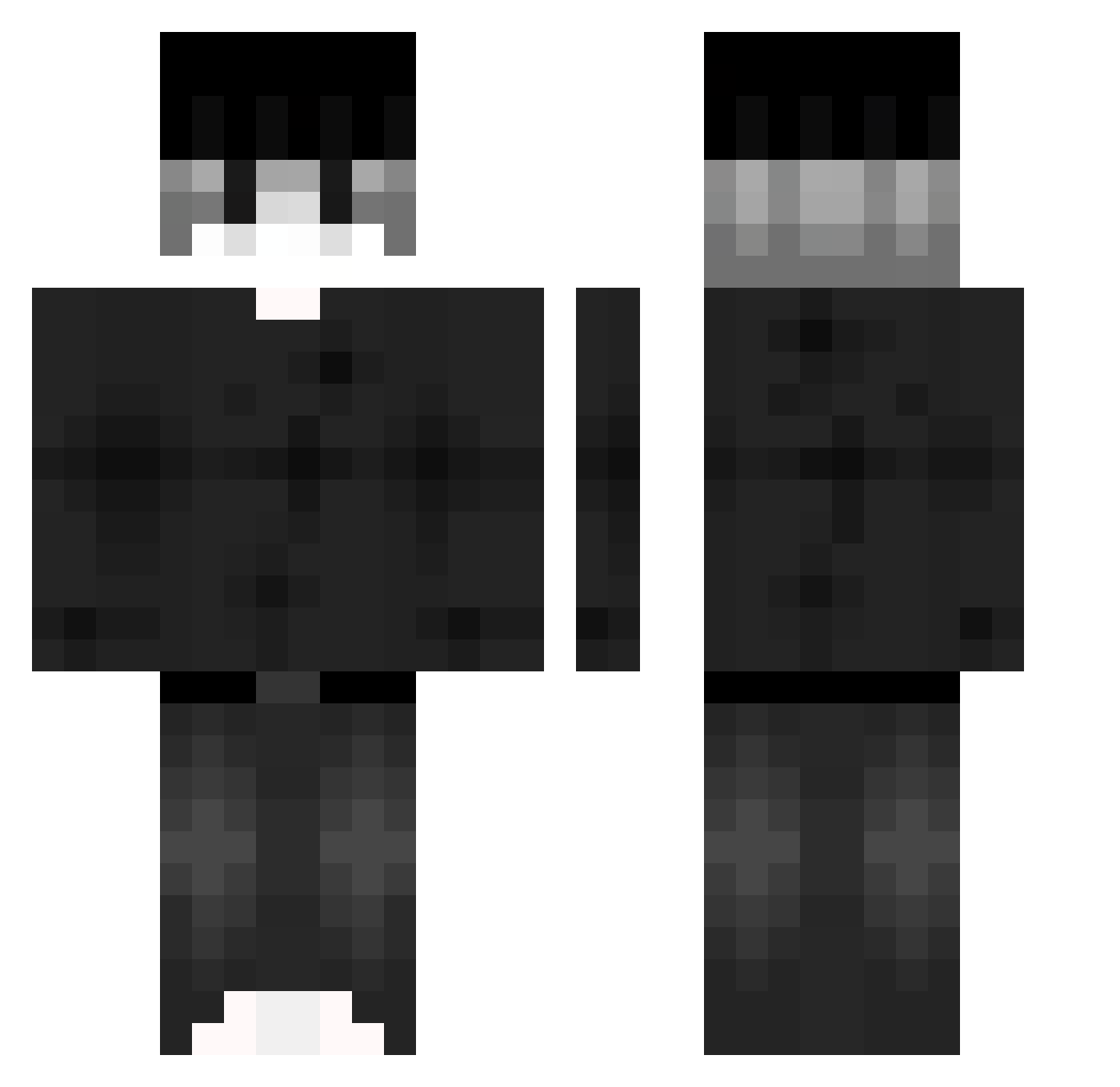 UseHackNoSkill Minecraft skin, front and back view