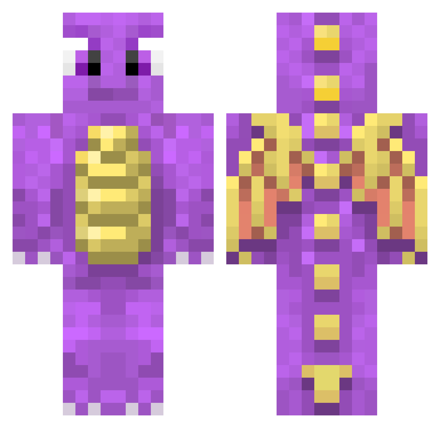 DragonHuddle Minecraft skin, front and back view