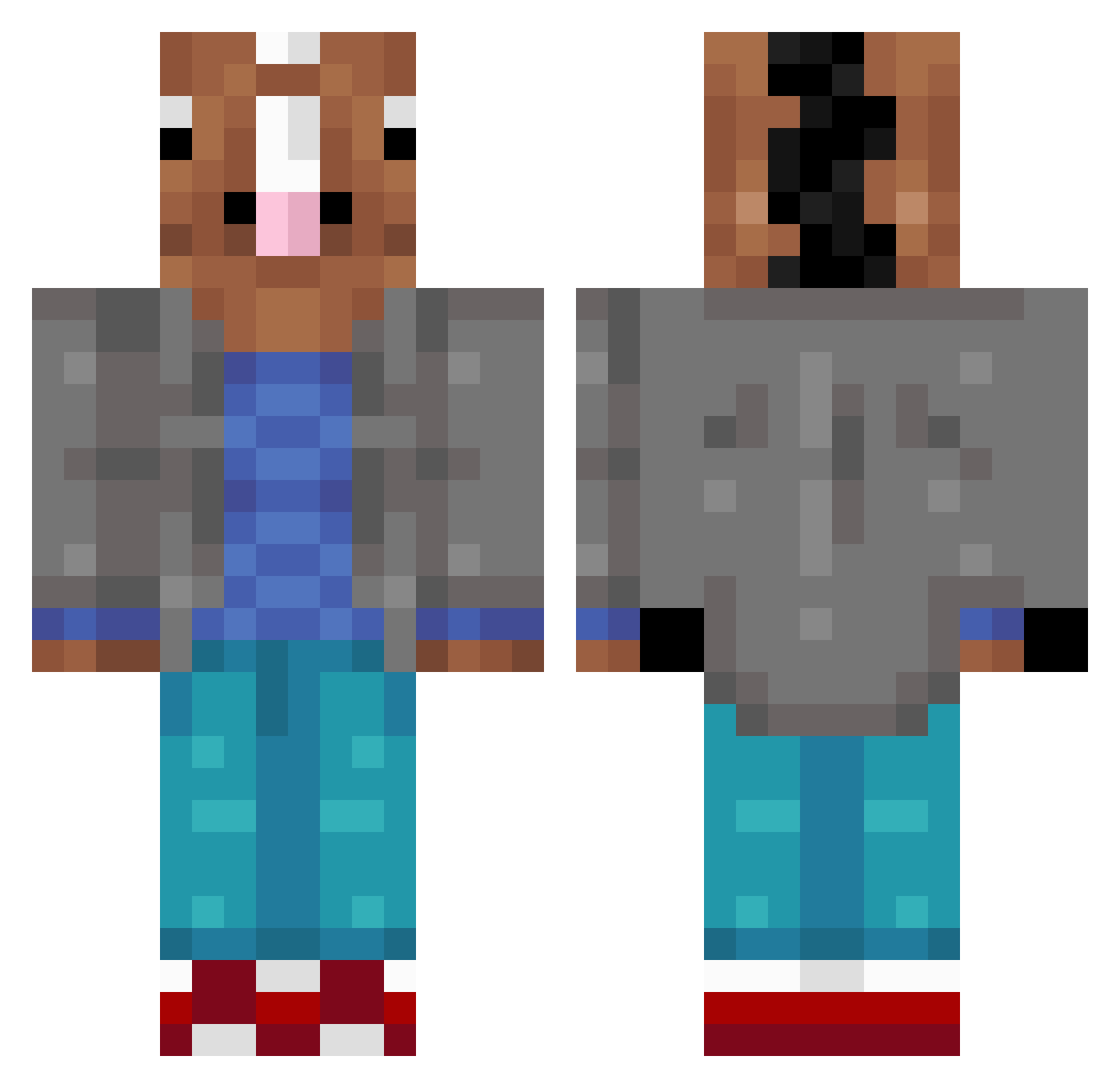 Atator69 Minecraft skin, front and back view