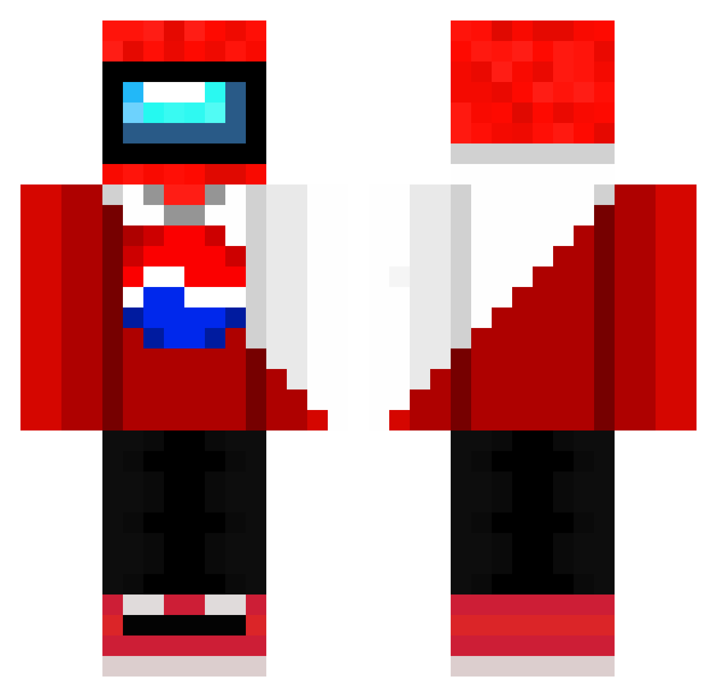 RedSoloCraft Minecraft skin, front and back view