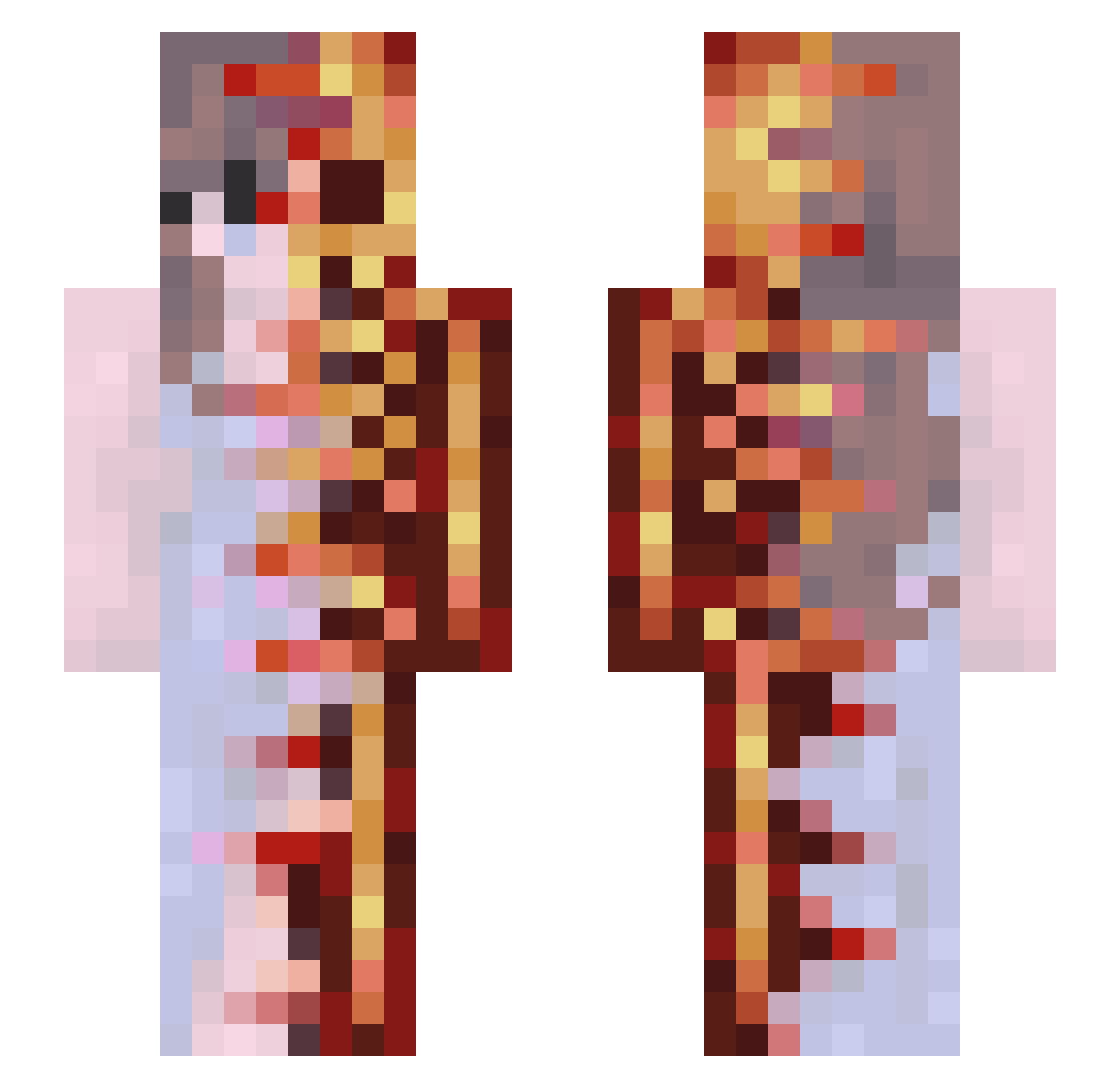 quixND Minecraft skin, front and back view