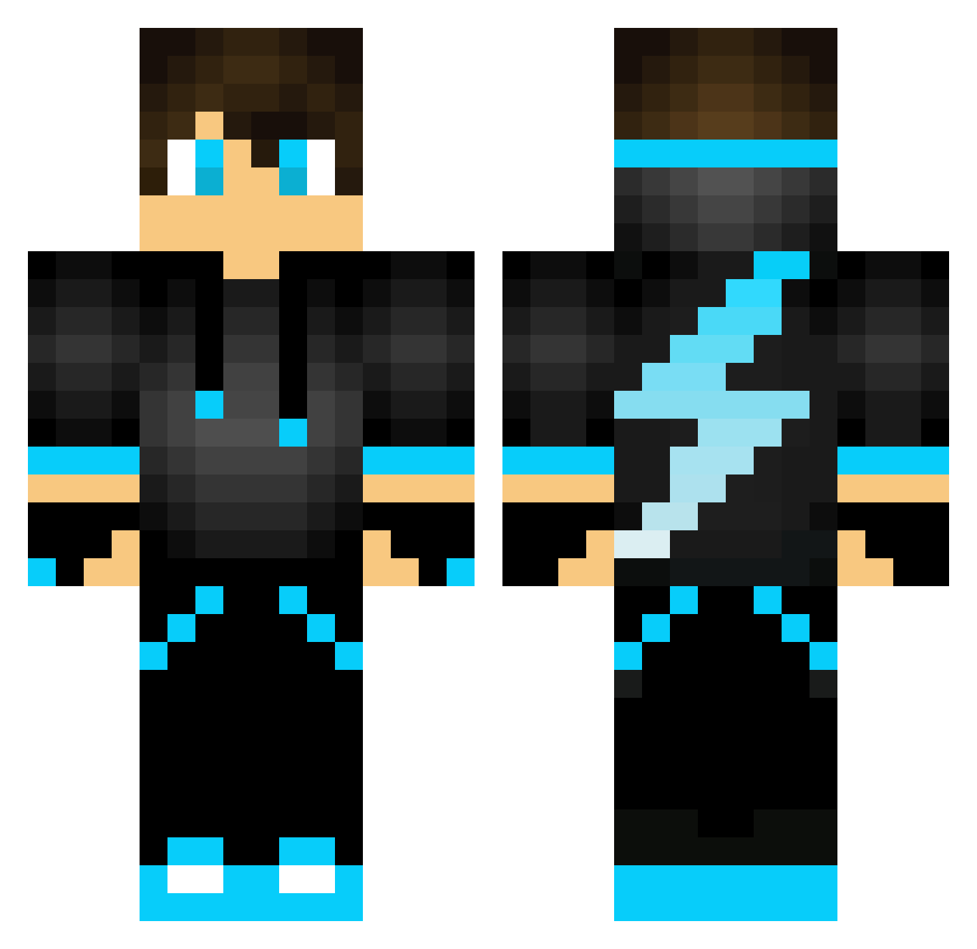 Skelenton69 Minecraft skin, front and back view