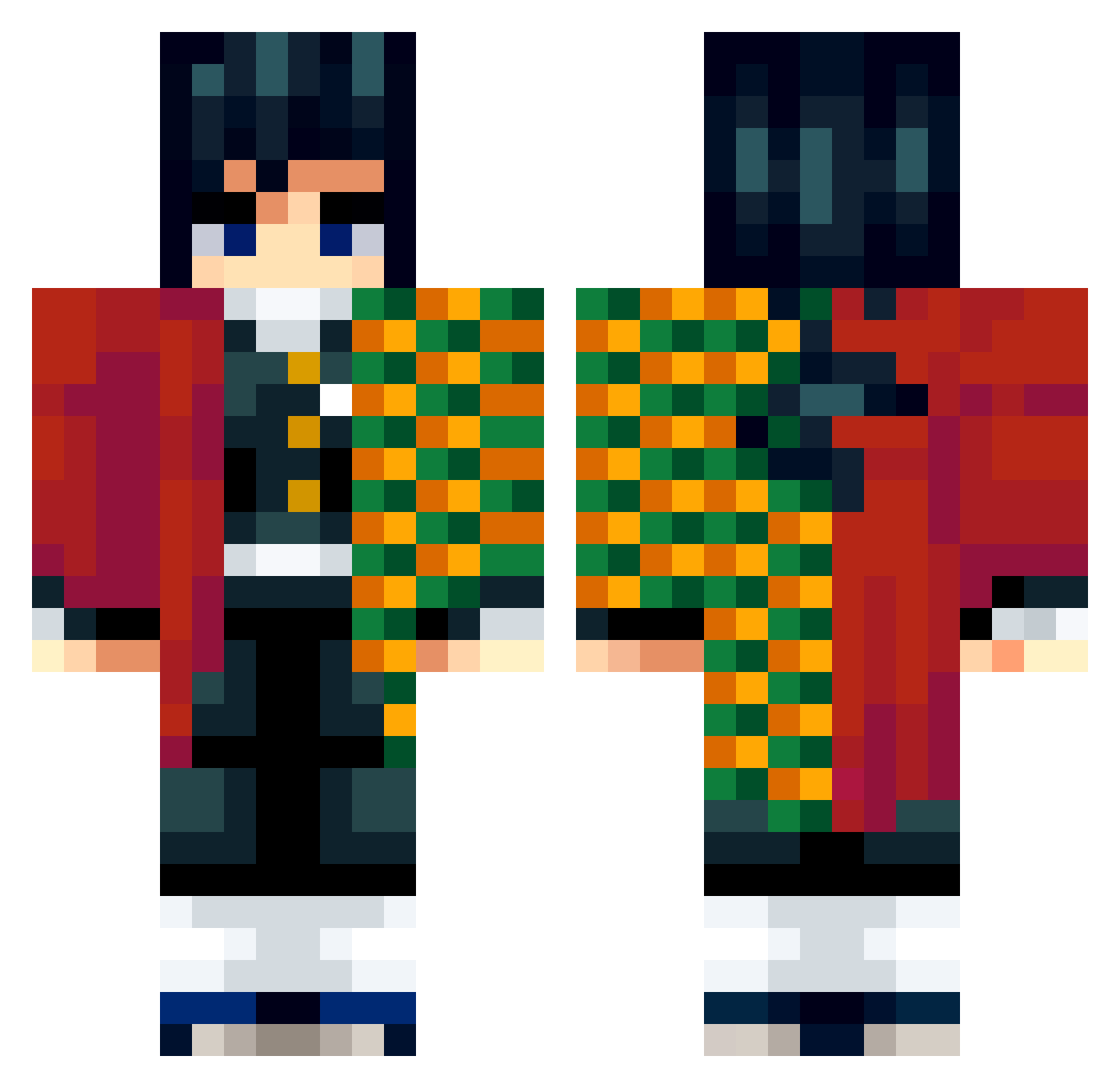 feinje Minecraft skin, front and back view
