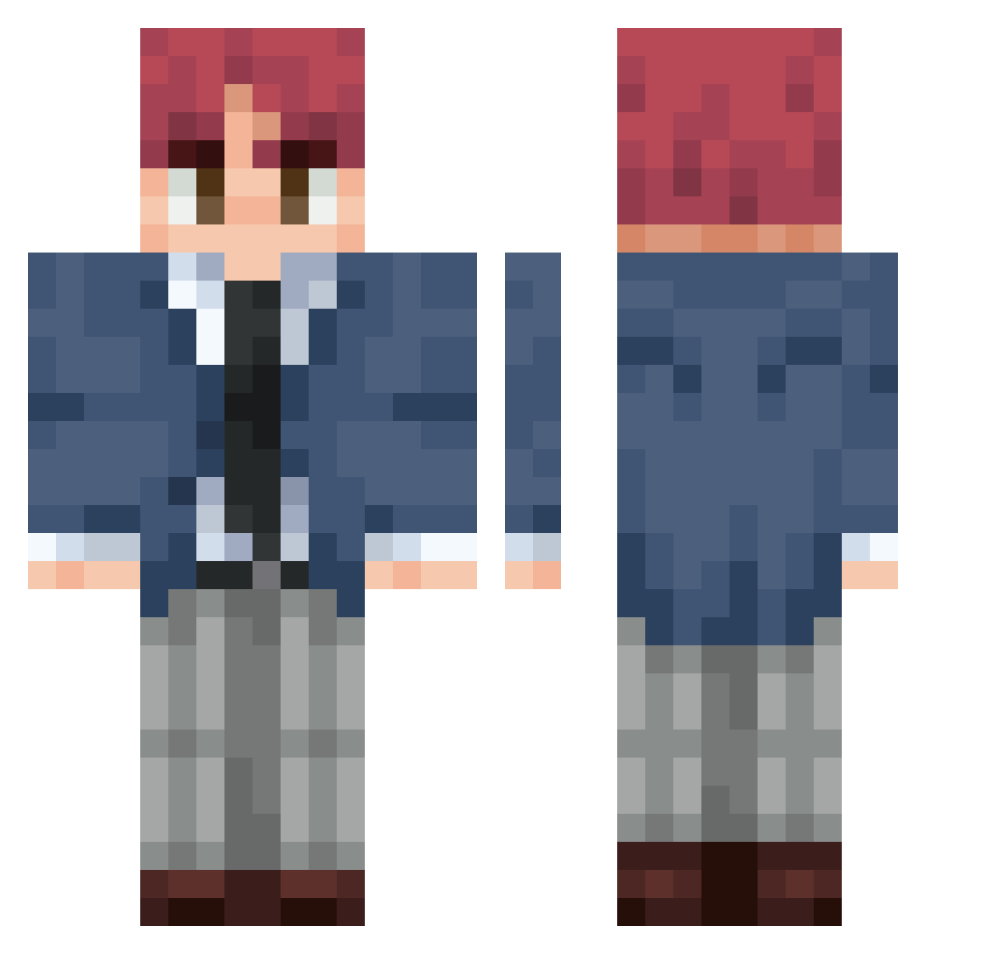 Zakmin409 Minecraft skin, front and back view