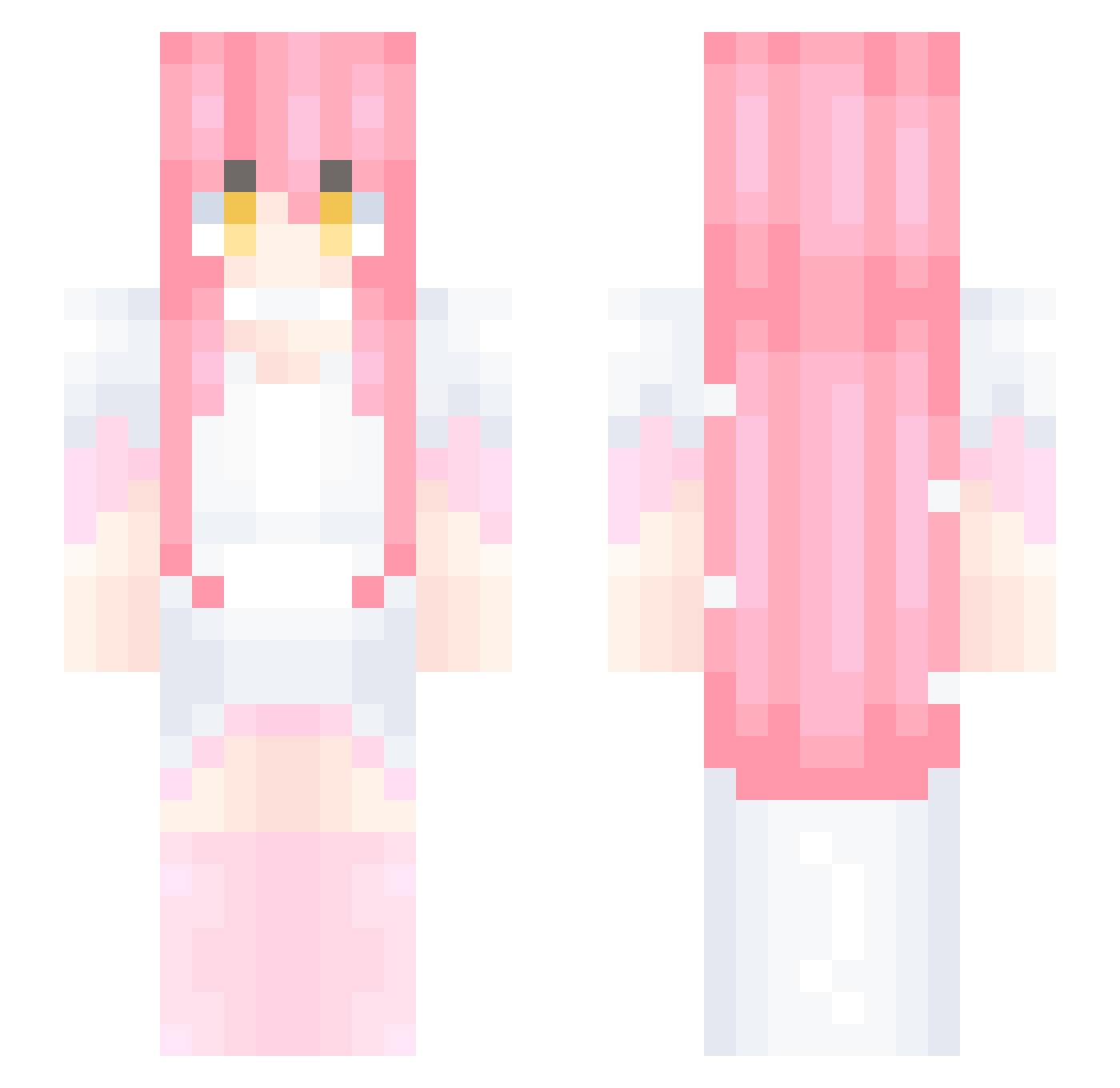 Yuki_Muki Minecraft skin, front and back view