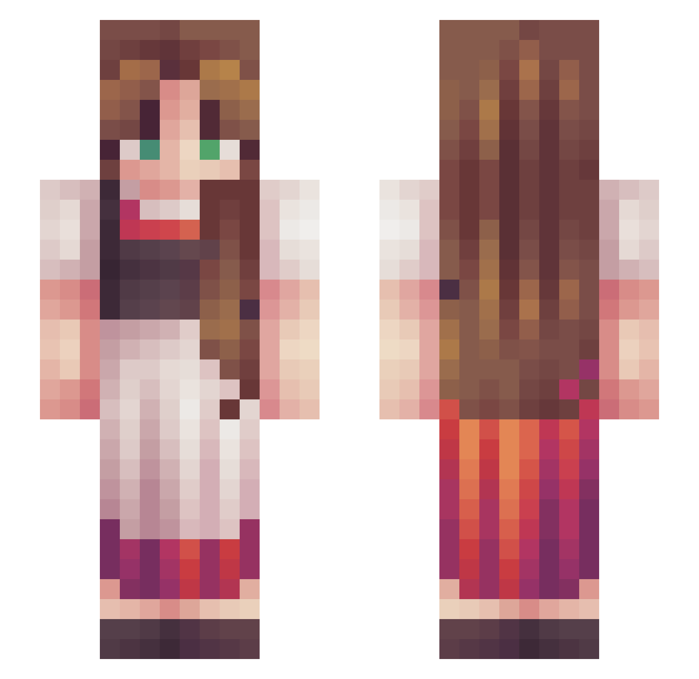 melly13 Minecraft skin, front and back view