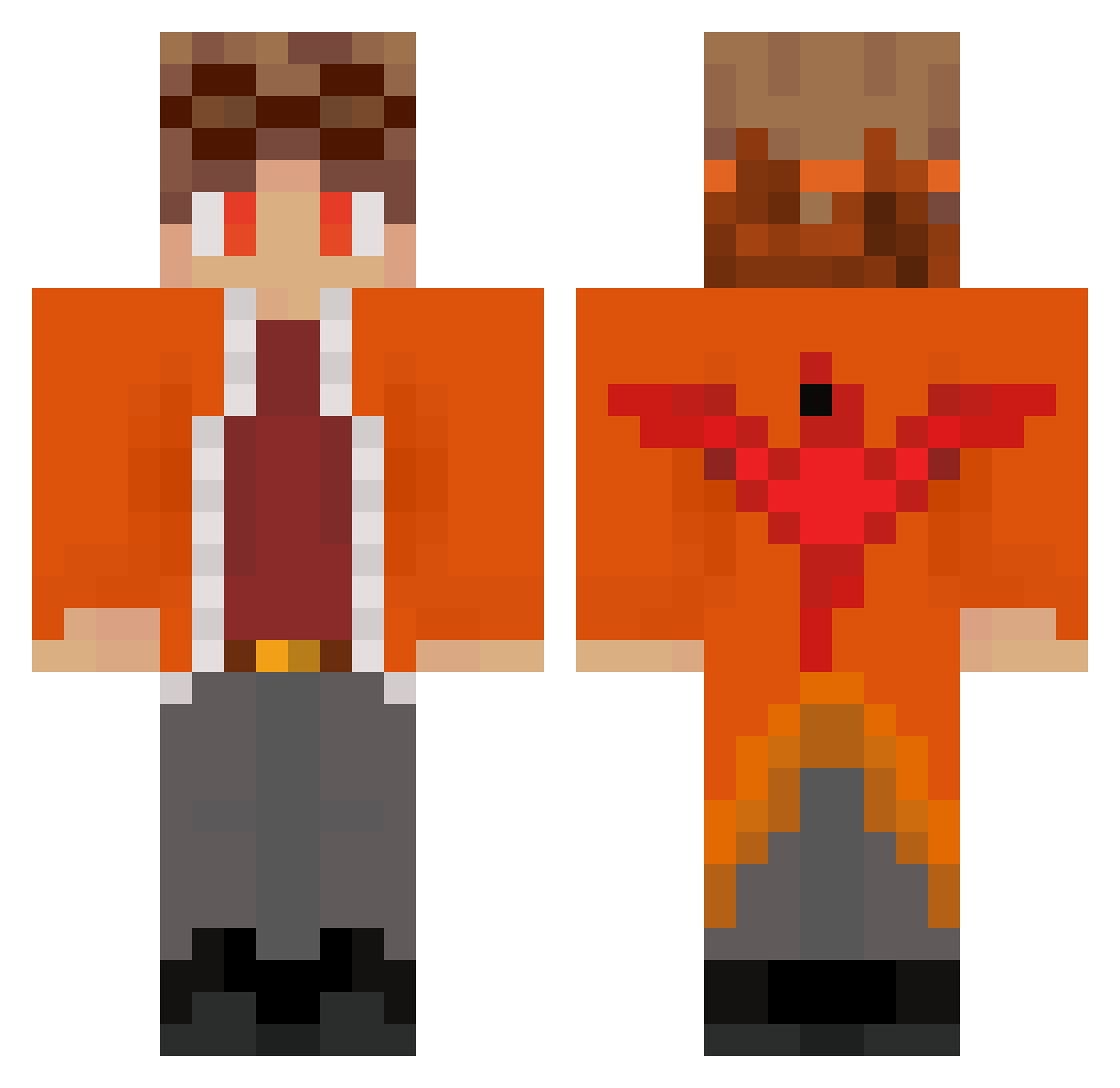 GlitchedStar Minecraft skin, front and back view
