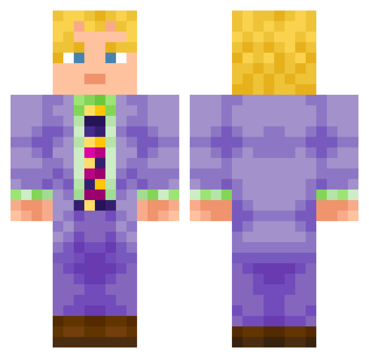 Xyworks Minecraft skin, front and back view