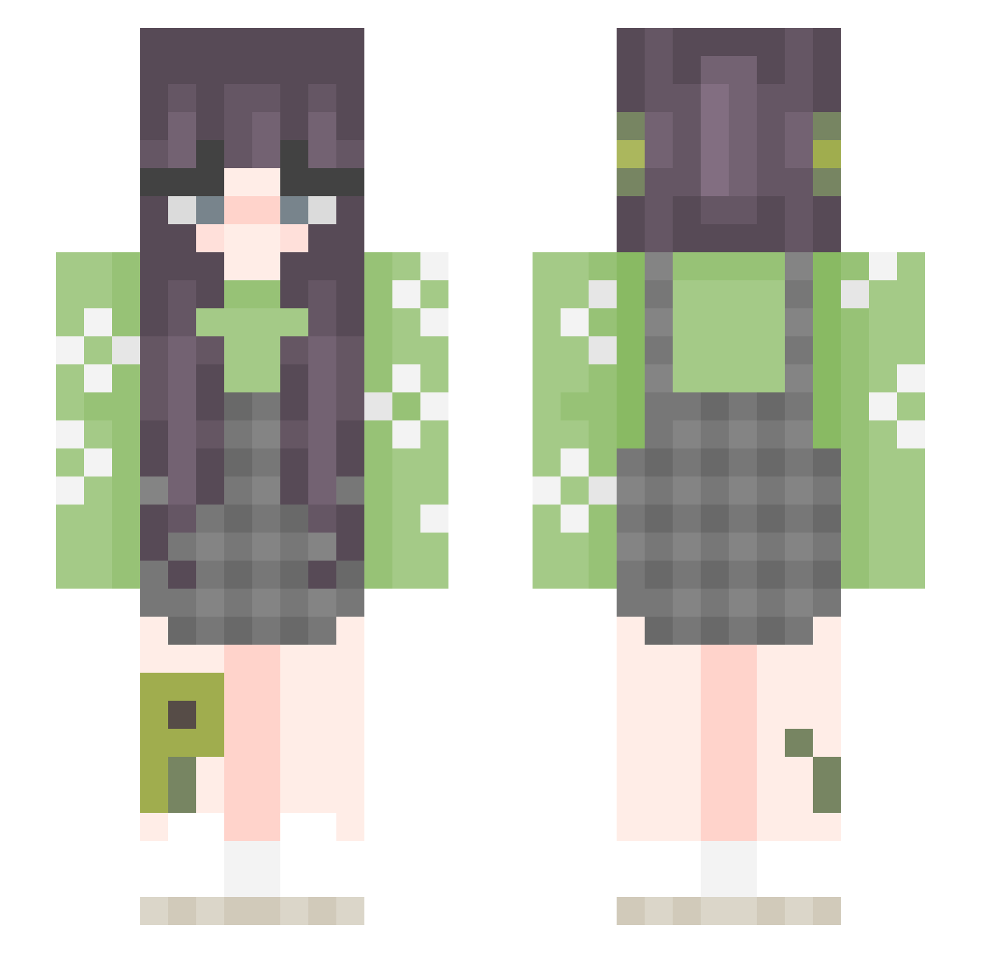Racula Minecraft skin, front and back view
