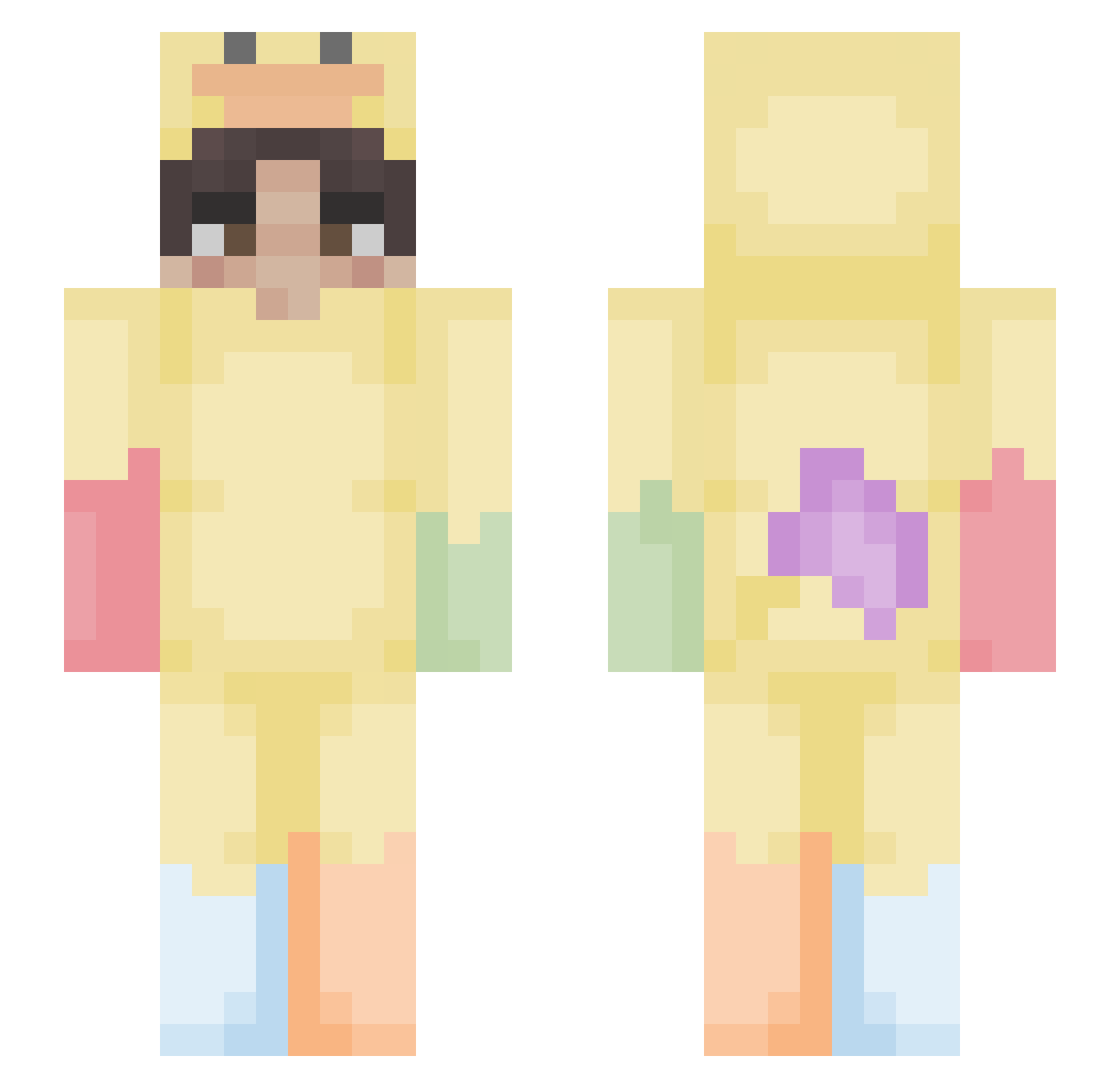 nahua Minecraft skin, front and back view