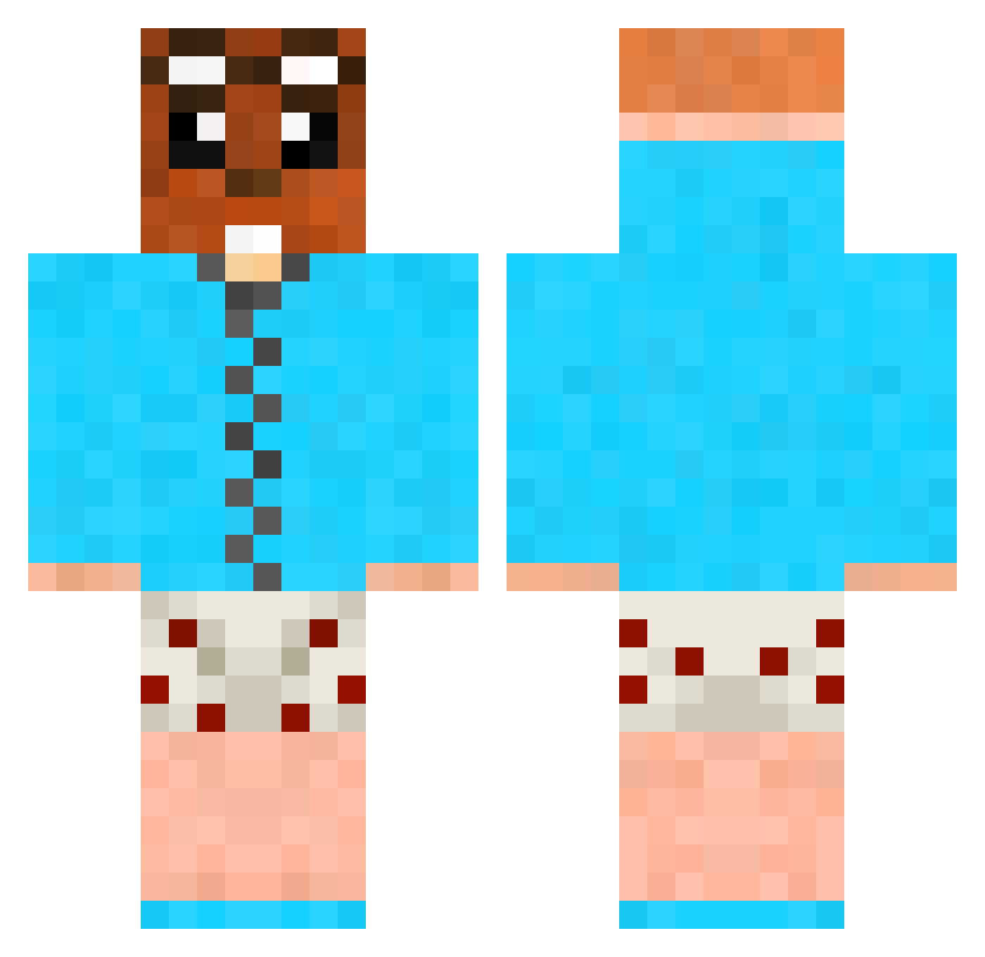 BeanT Minecraft skin, front and back view