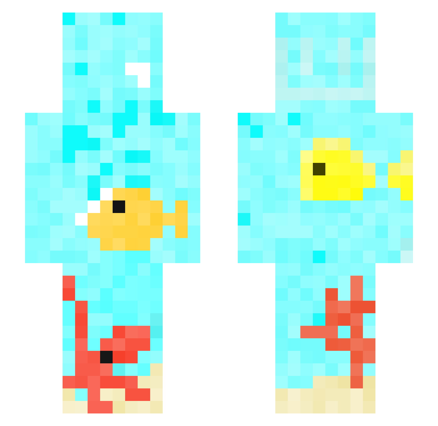 Tukelii Minecraft skin, front and back view