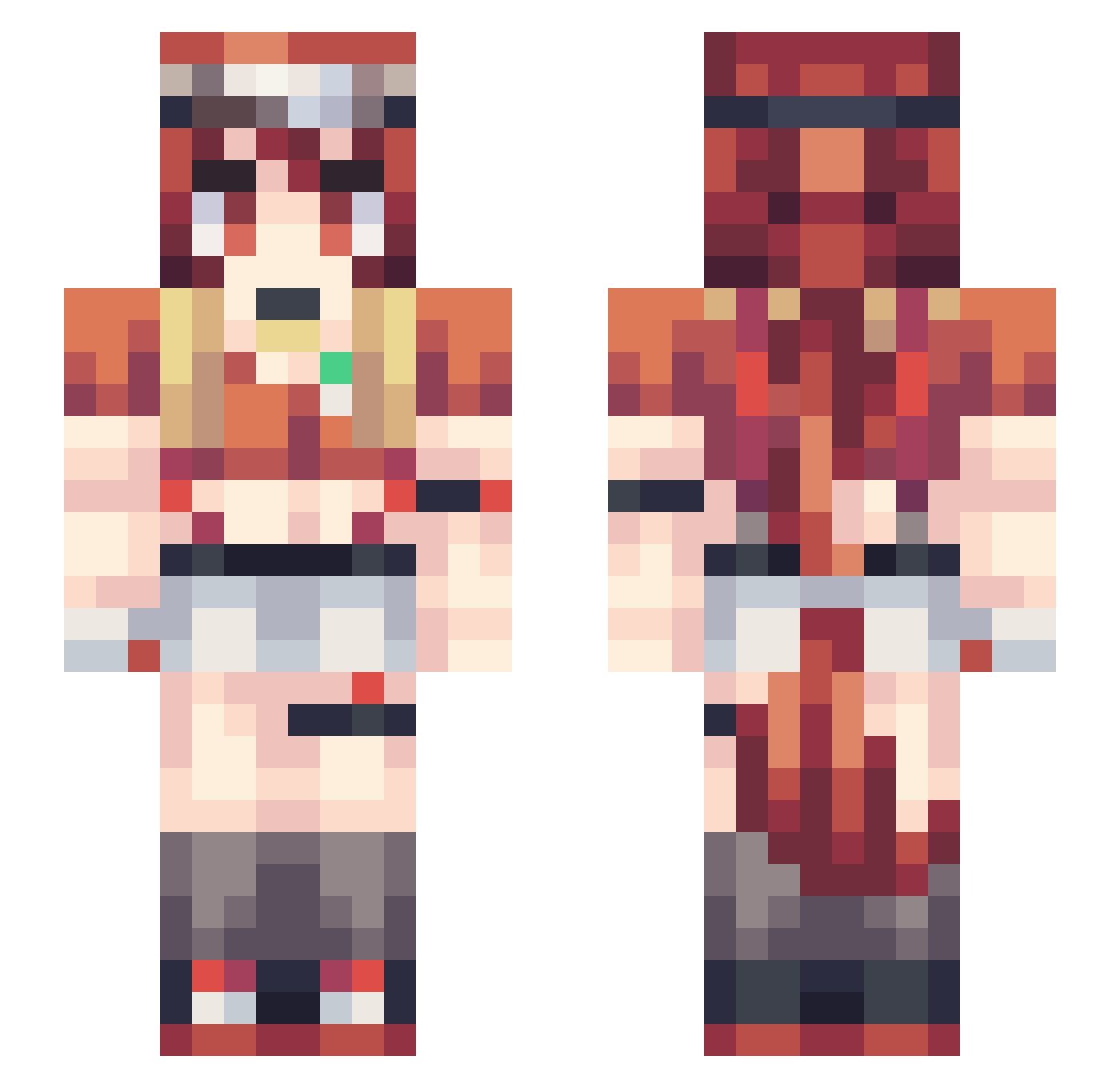 StarryskyfireS Minecraft skin, front and back view