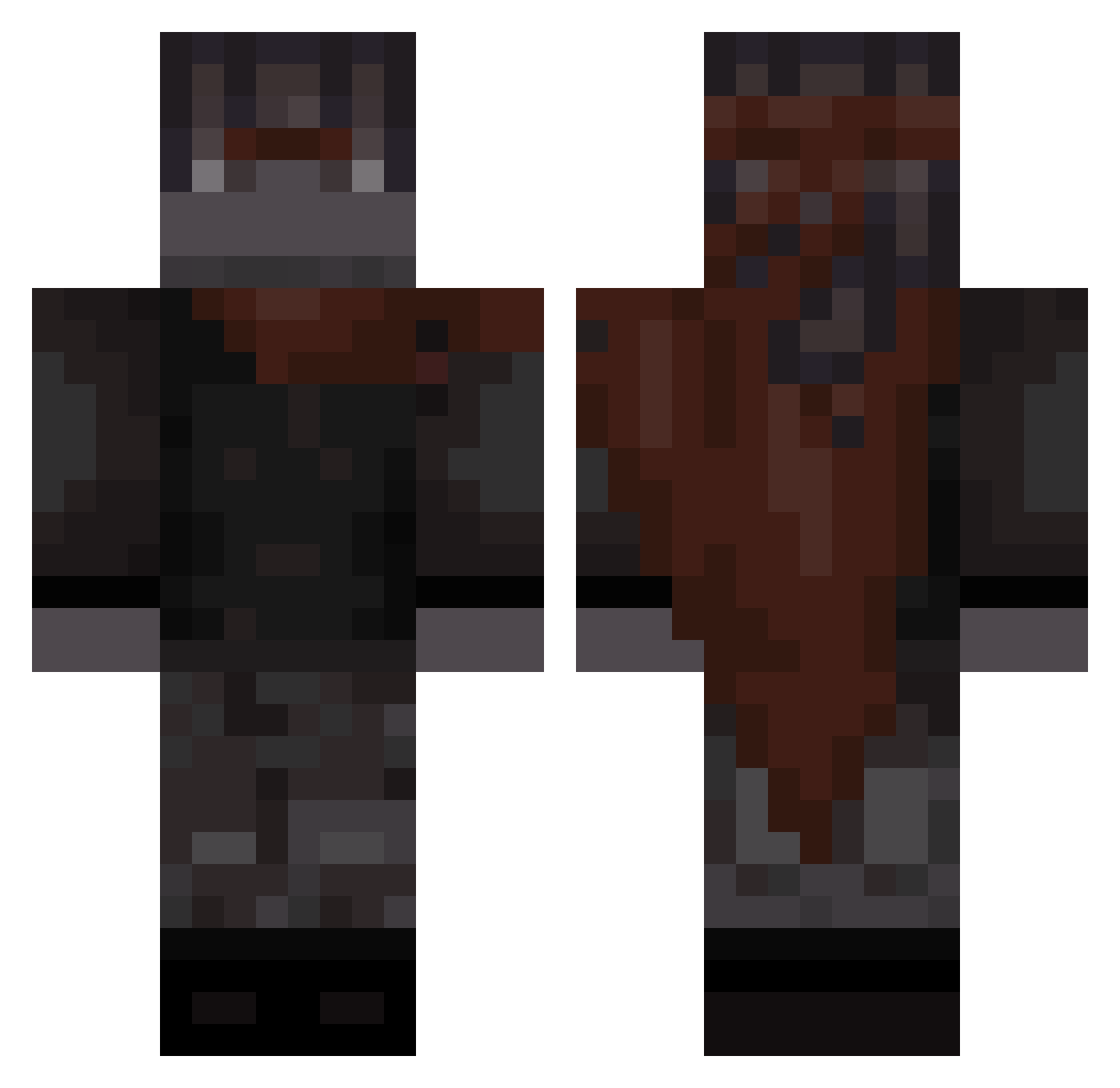 Vortex3D Minecraft skin, front and back view
