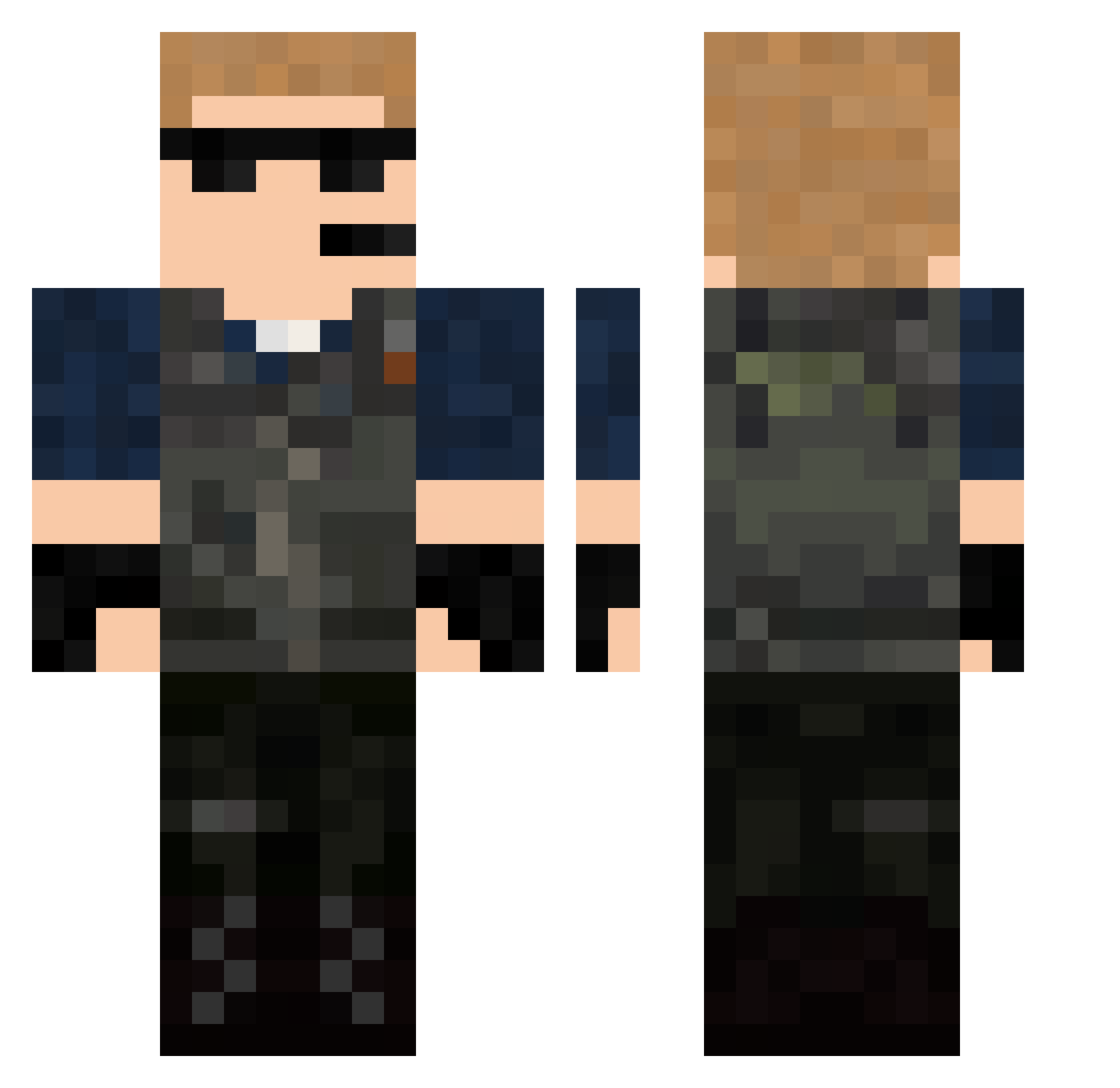 DamageDowns Minecraft skin, front and back view