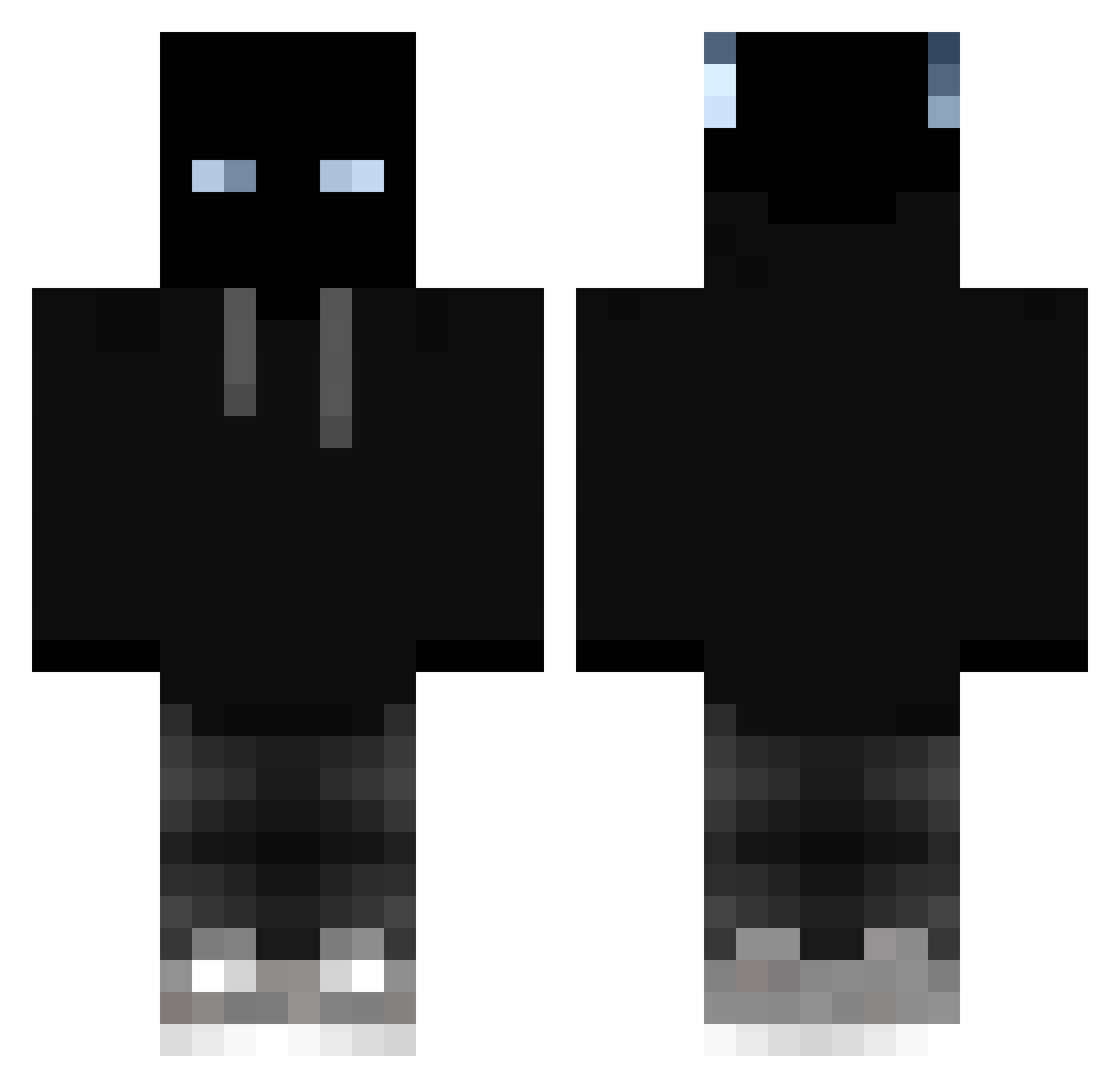 Refl3x Minecraft skin, front and back view