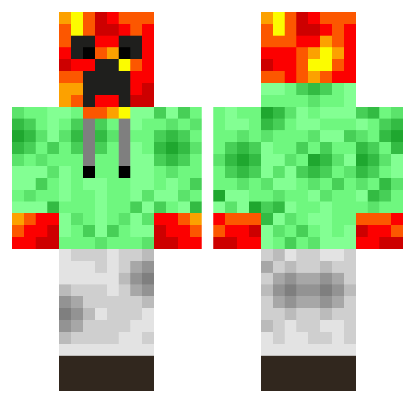 simtot Minecraft skin, front and back view