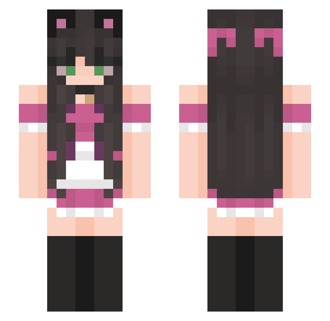 yKiirari Minecraft skin, front and back view
