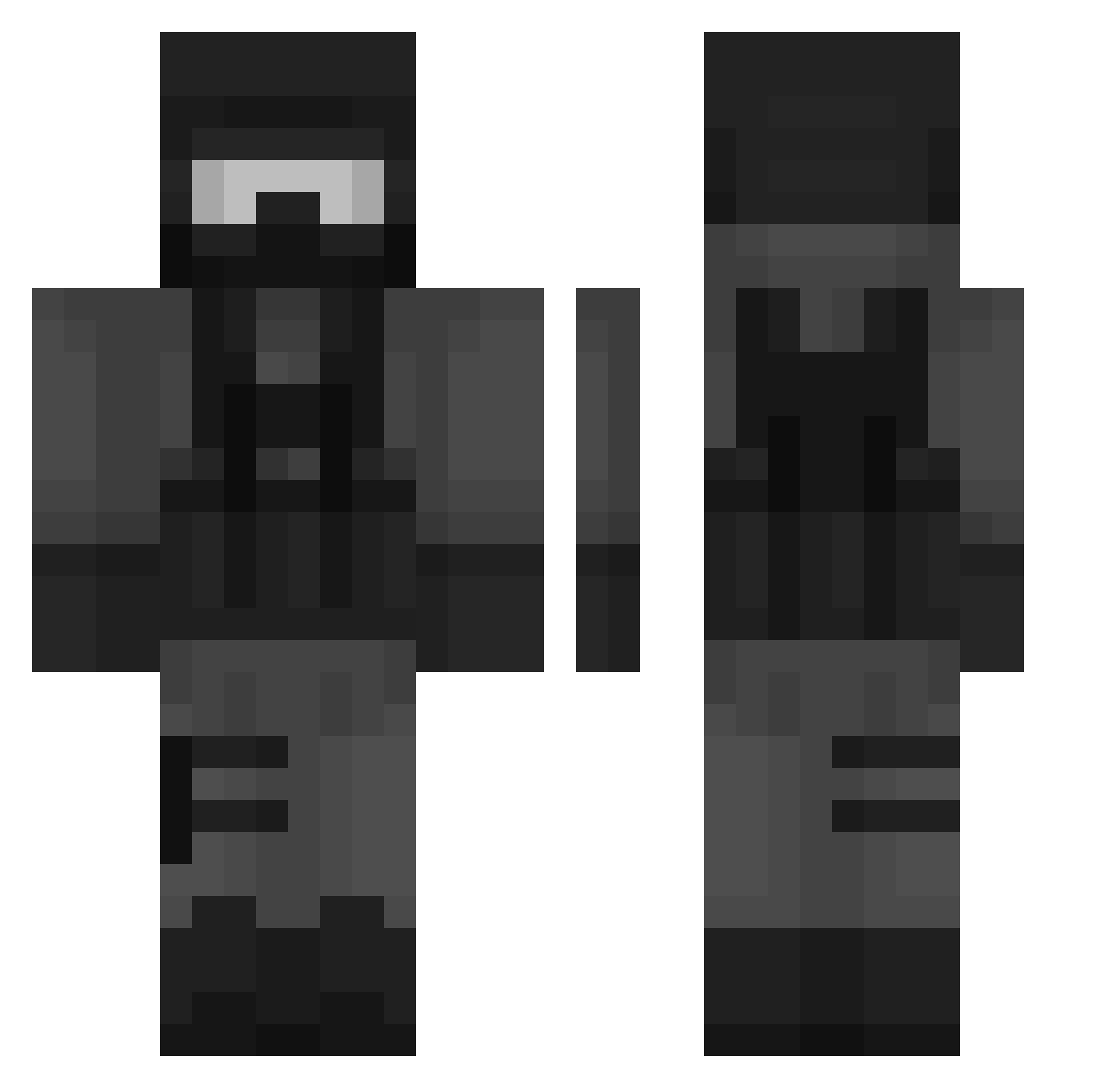 Fishyae Minecraft skin, front and back view