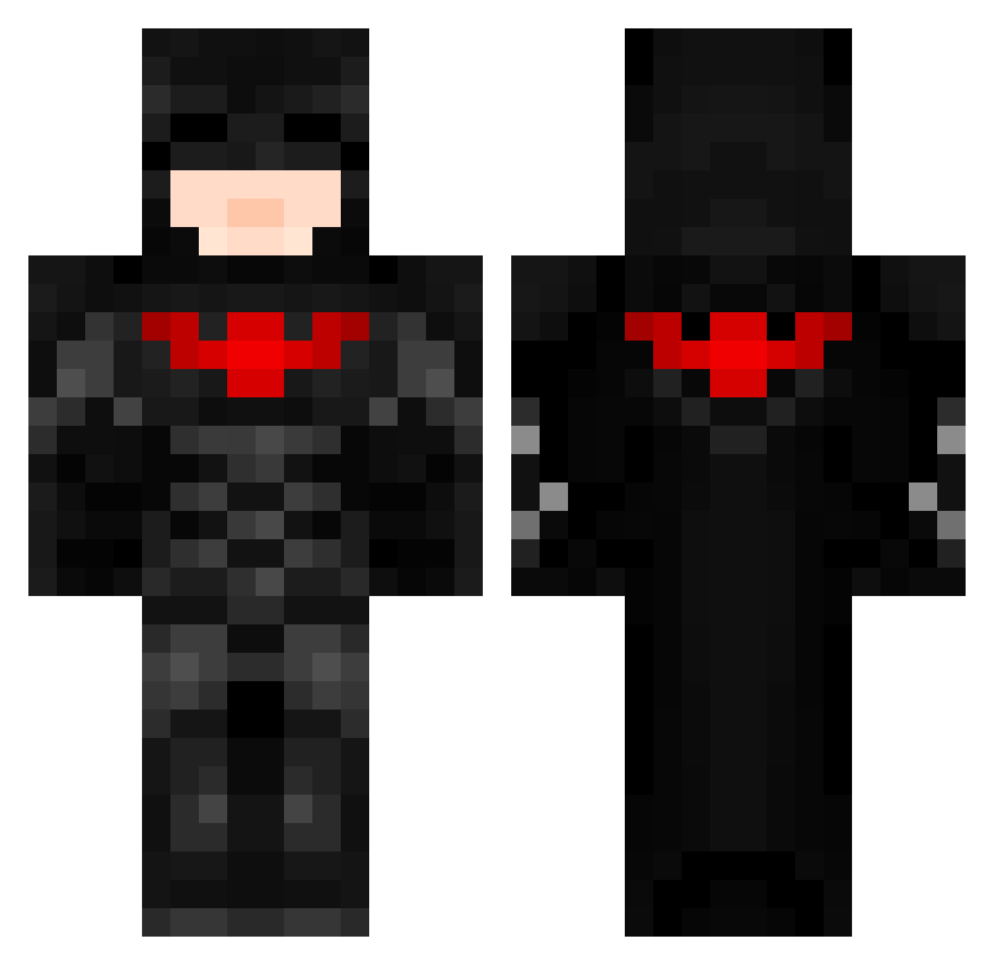 NIC0D Minecraft skin, front and back view